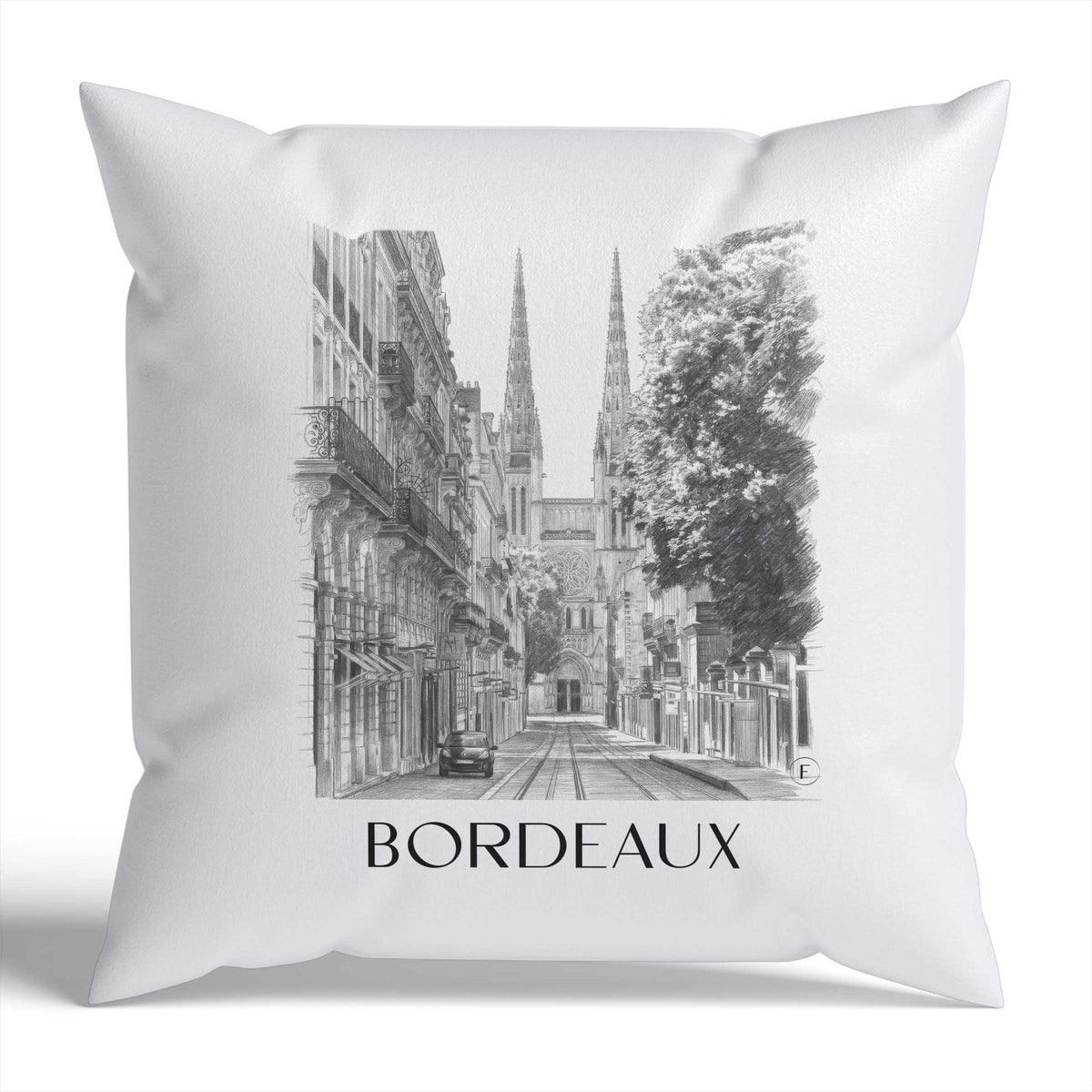 Bordeaux Kissenhülle - Zierkissen Bezug - Frankreich - Frankreich Kissen bzw. Kissenbezug im Zeichnung Stil - favplace