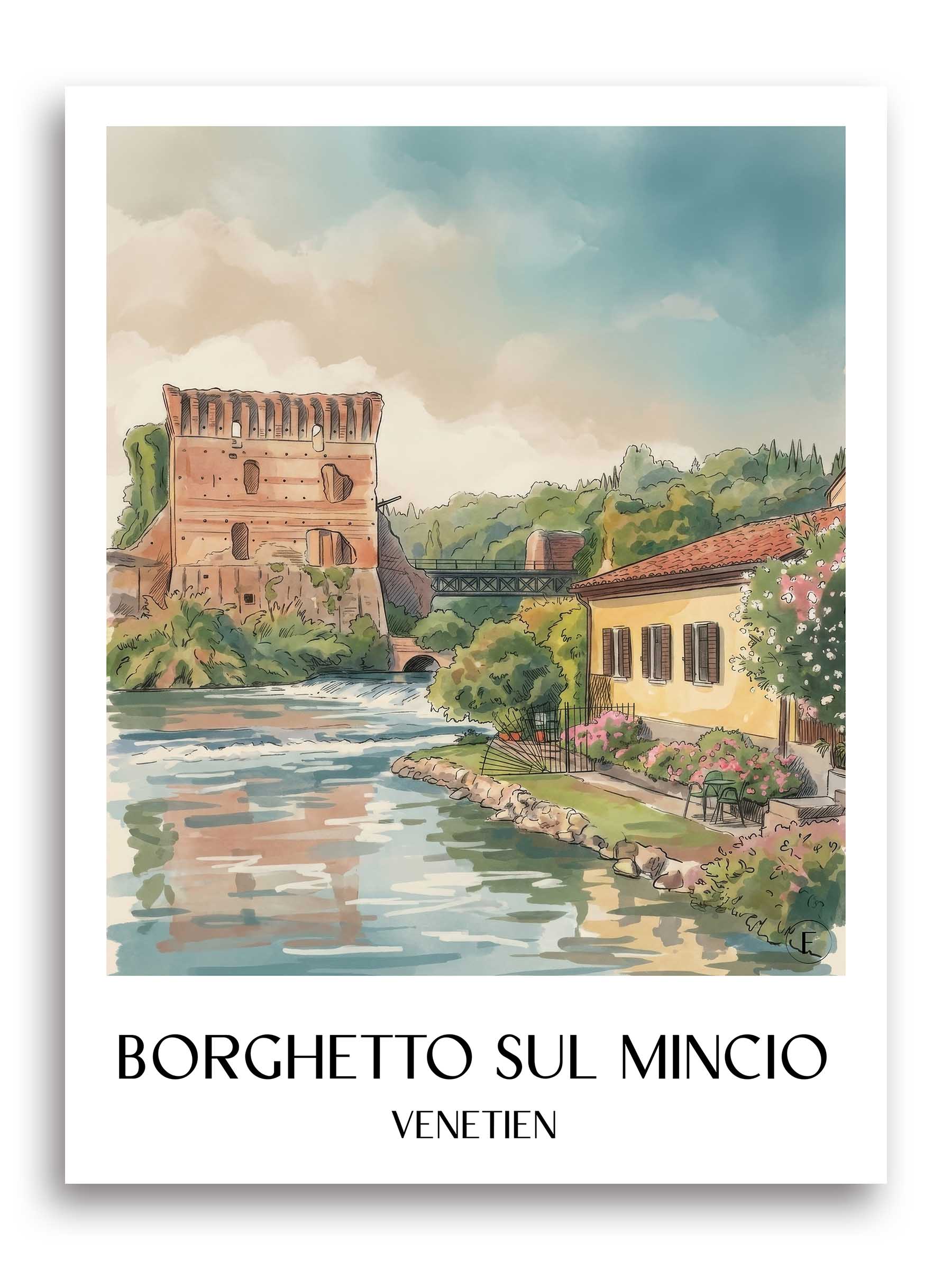 borghetto-sul-mincio-venetien-italien-poster-aquarell