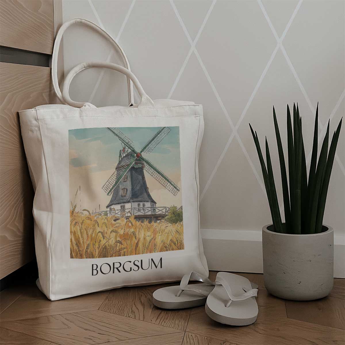 borgsum-schleswig-holstein-deutschland-einkaufstasche-aquarell