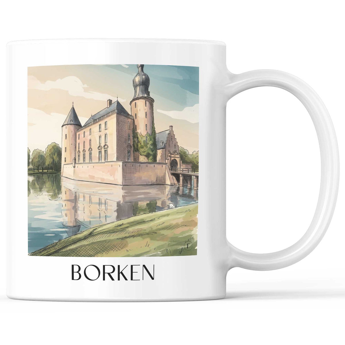 Borken Kaffeebecher - Münsterland - Deutschland Becher - Kaffeetasse im Aquarell Stil - favplace