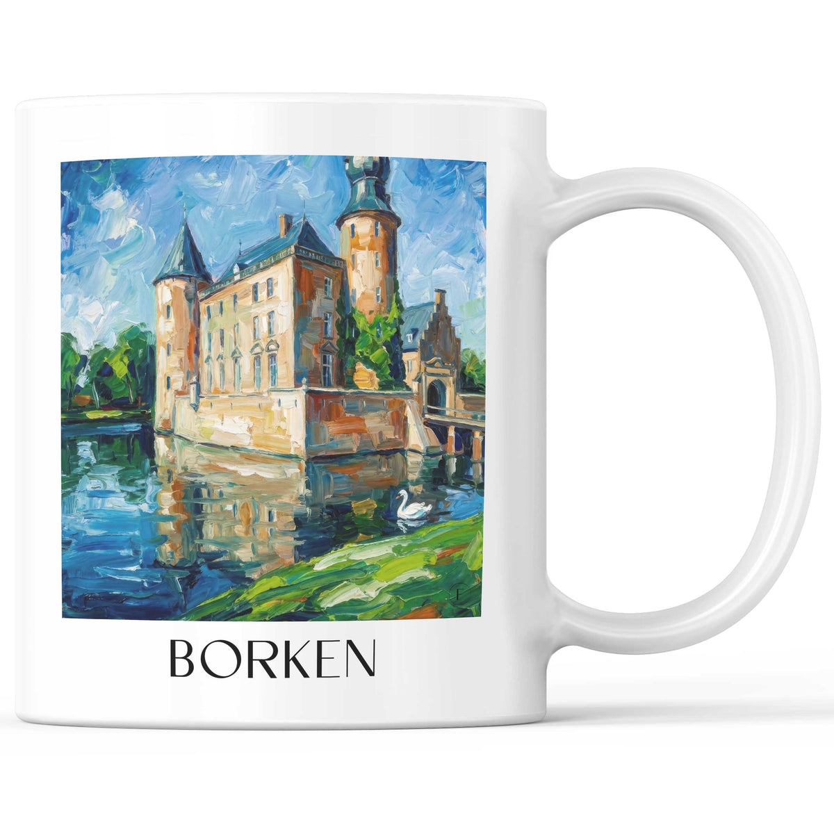 Borken Kaffeebecher - Münsterland - Deutschland Becher - Kaffeetasse im Ölgemälde Stil - favplace