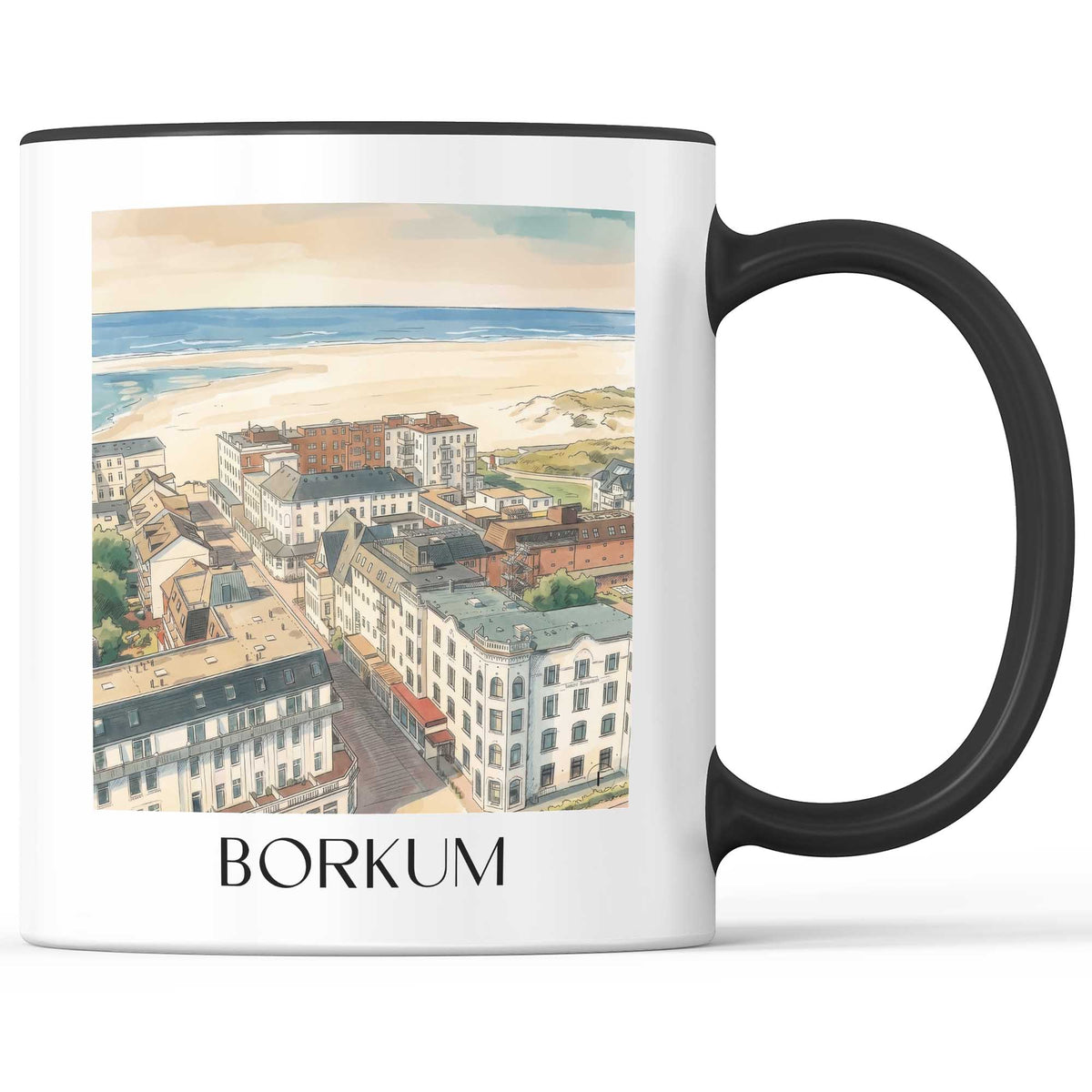 borkum-ostfriesland-deutschland-kaffeebecher-aquarell
