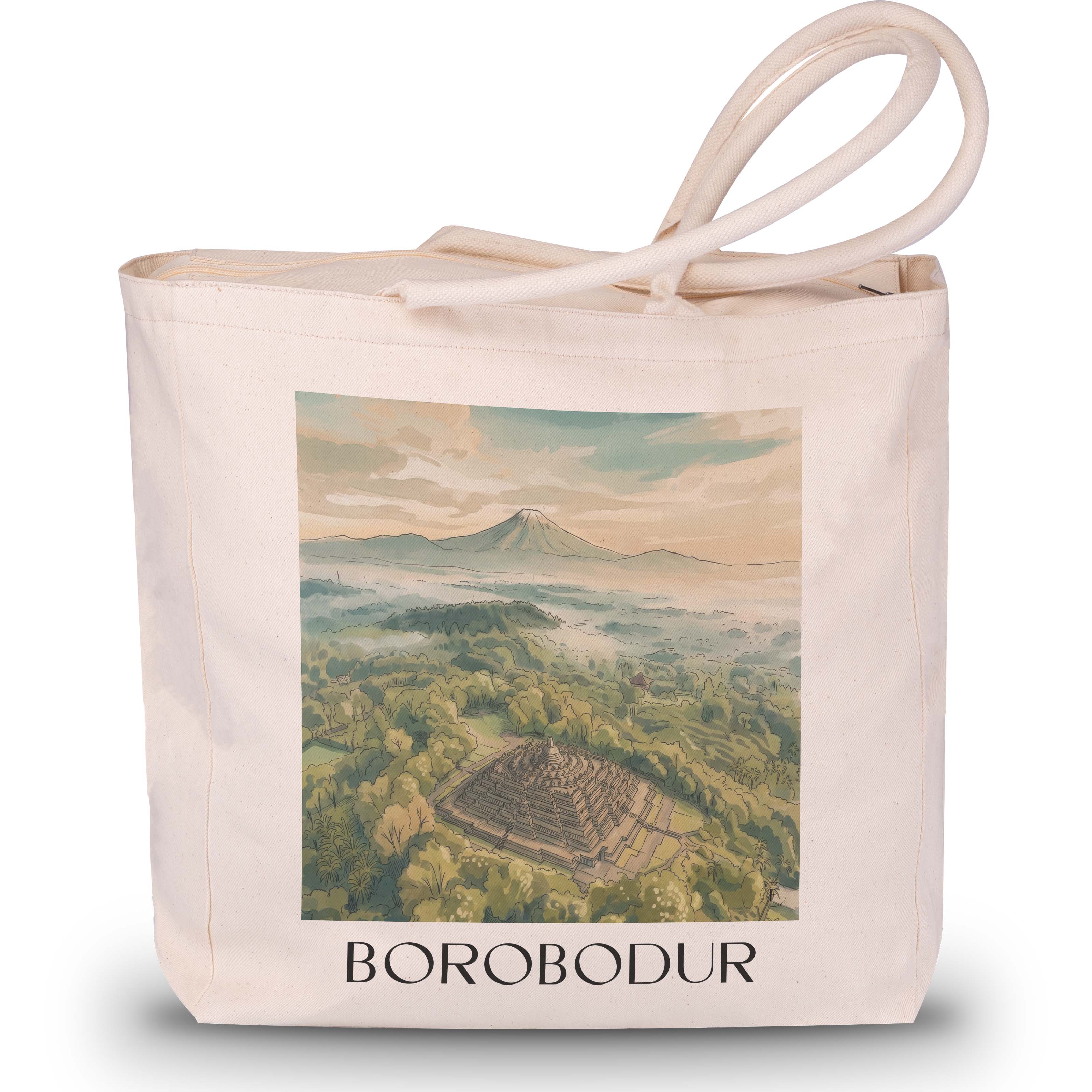 borobodur-indonesien-einkaufstasche-aquarell