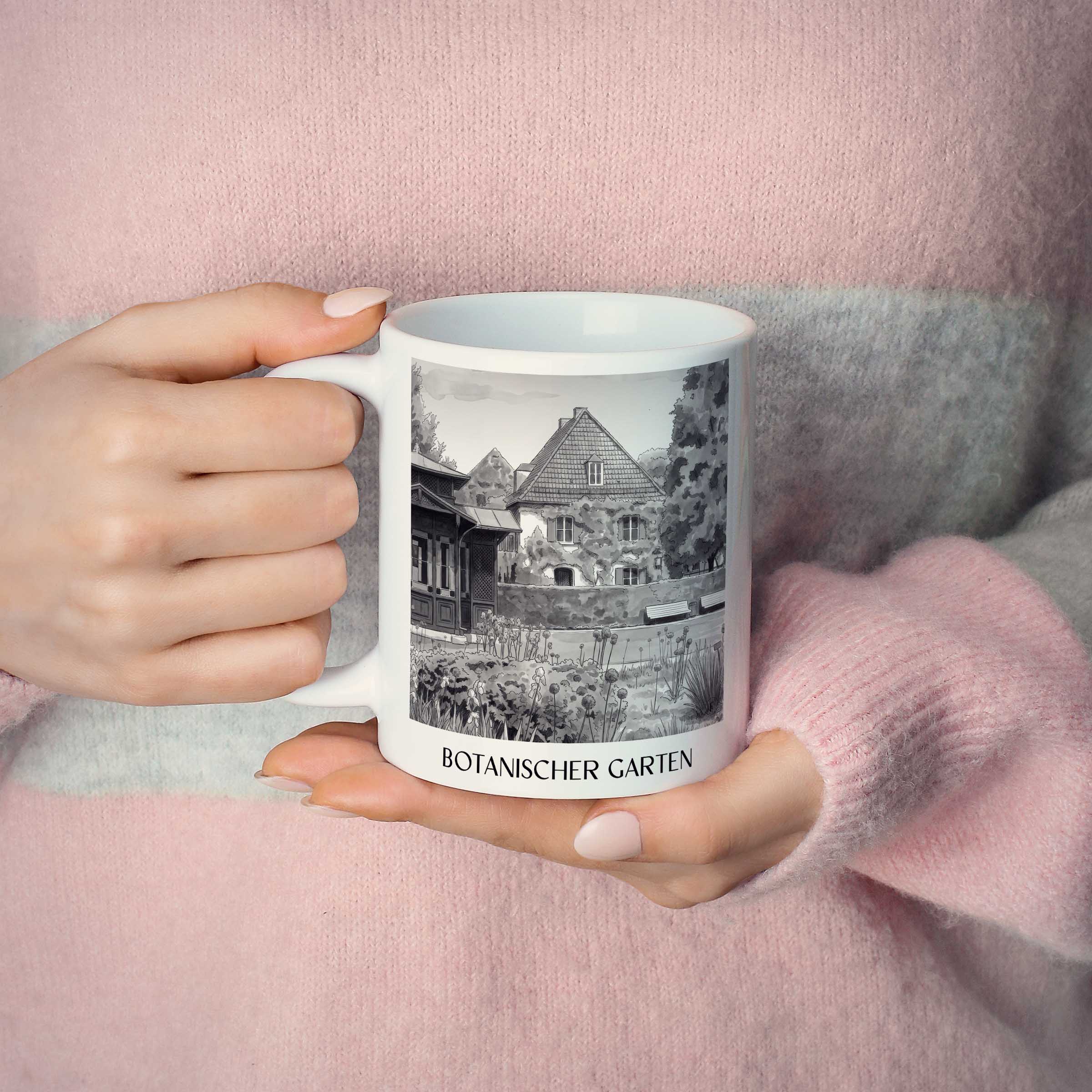 botanischer-garten-augsburg-deutschland-kaffeebecher-aquarell-schwarz-weiss
