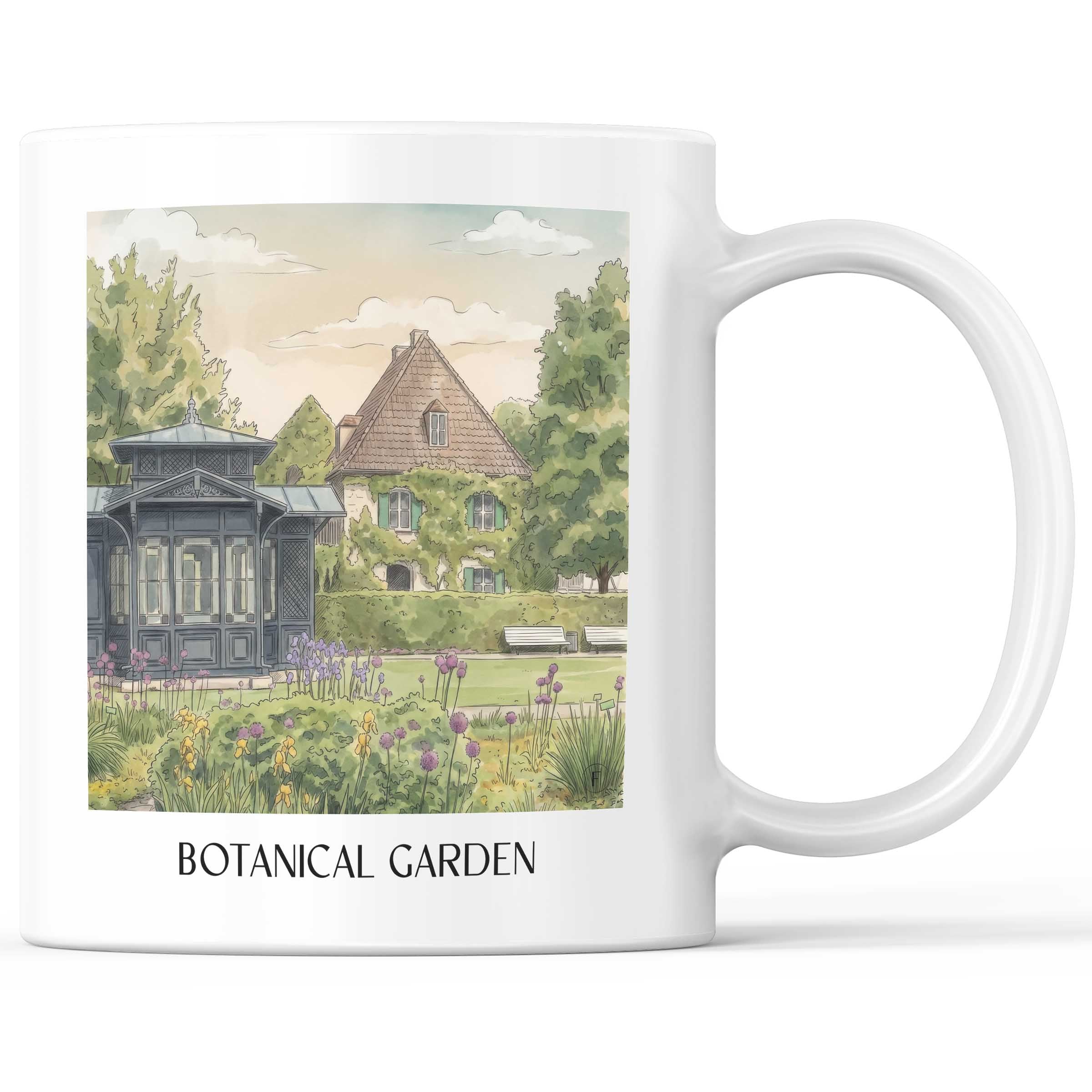 Botanischer Garten Kaffeebecher - Augsburg - Deutschland Becher - Kaffeetasse im Aquarell Stil - favplace