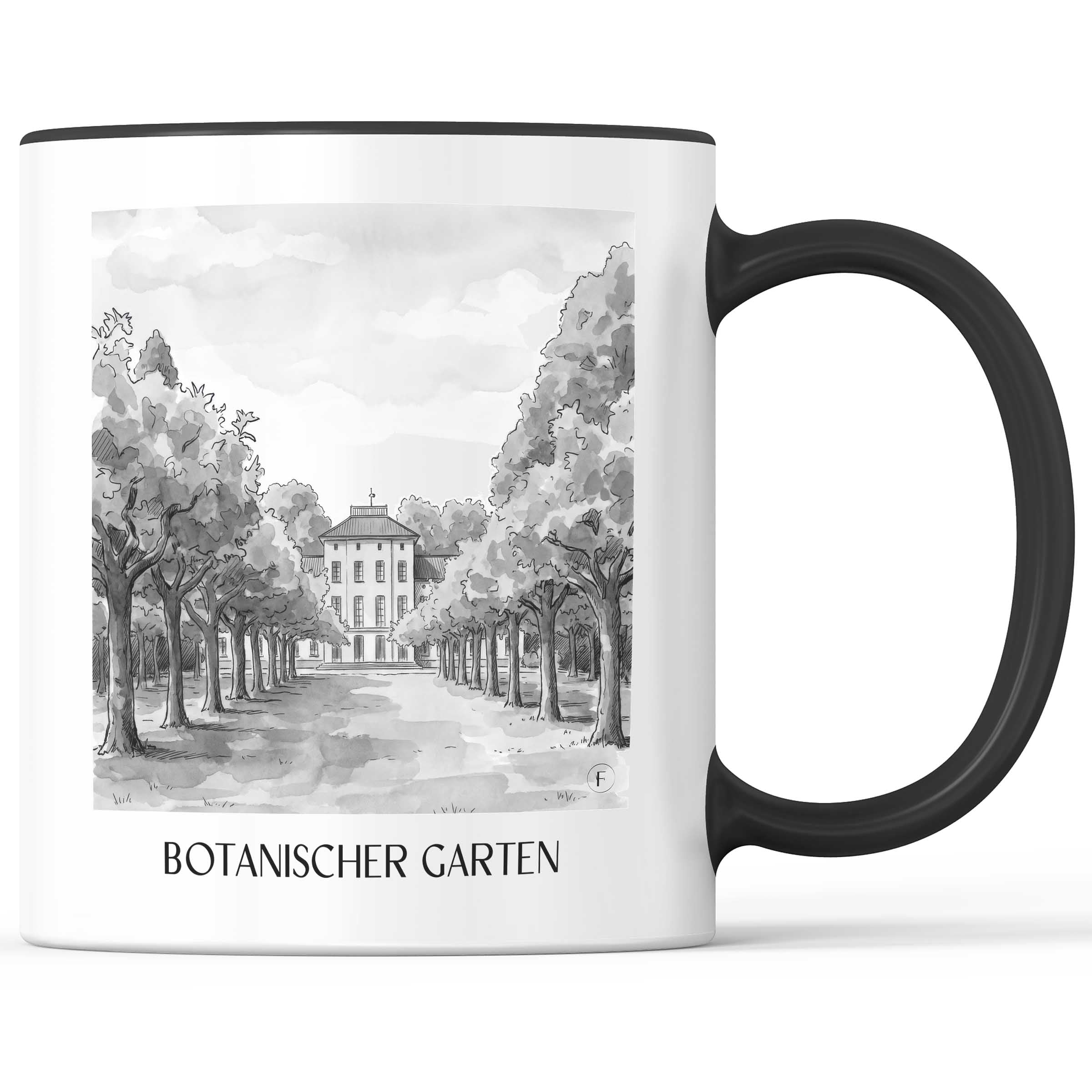 botanischer-garten-krefeld-deutschland-kaffeebecher-aquarell-schwarz-weiss