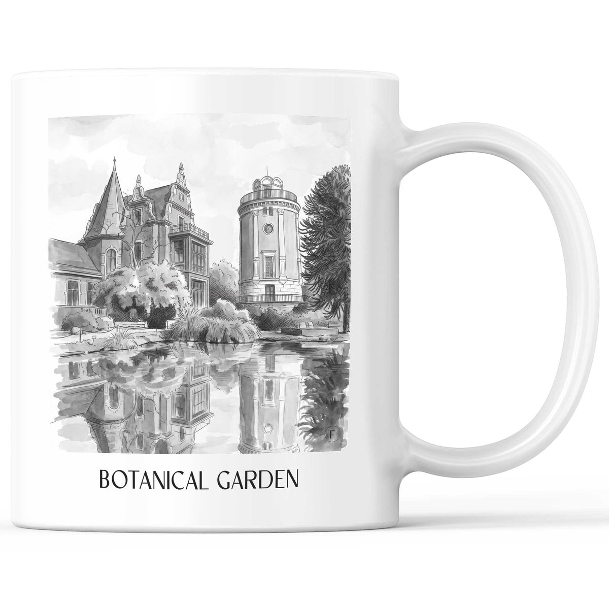 Botanischer Garten Kaffeebecher - Wuppertal - Deutschland Becher - Kaffeetasse im Aquarell Schwarz-Weiß Stil - favplace
