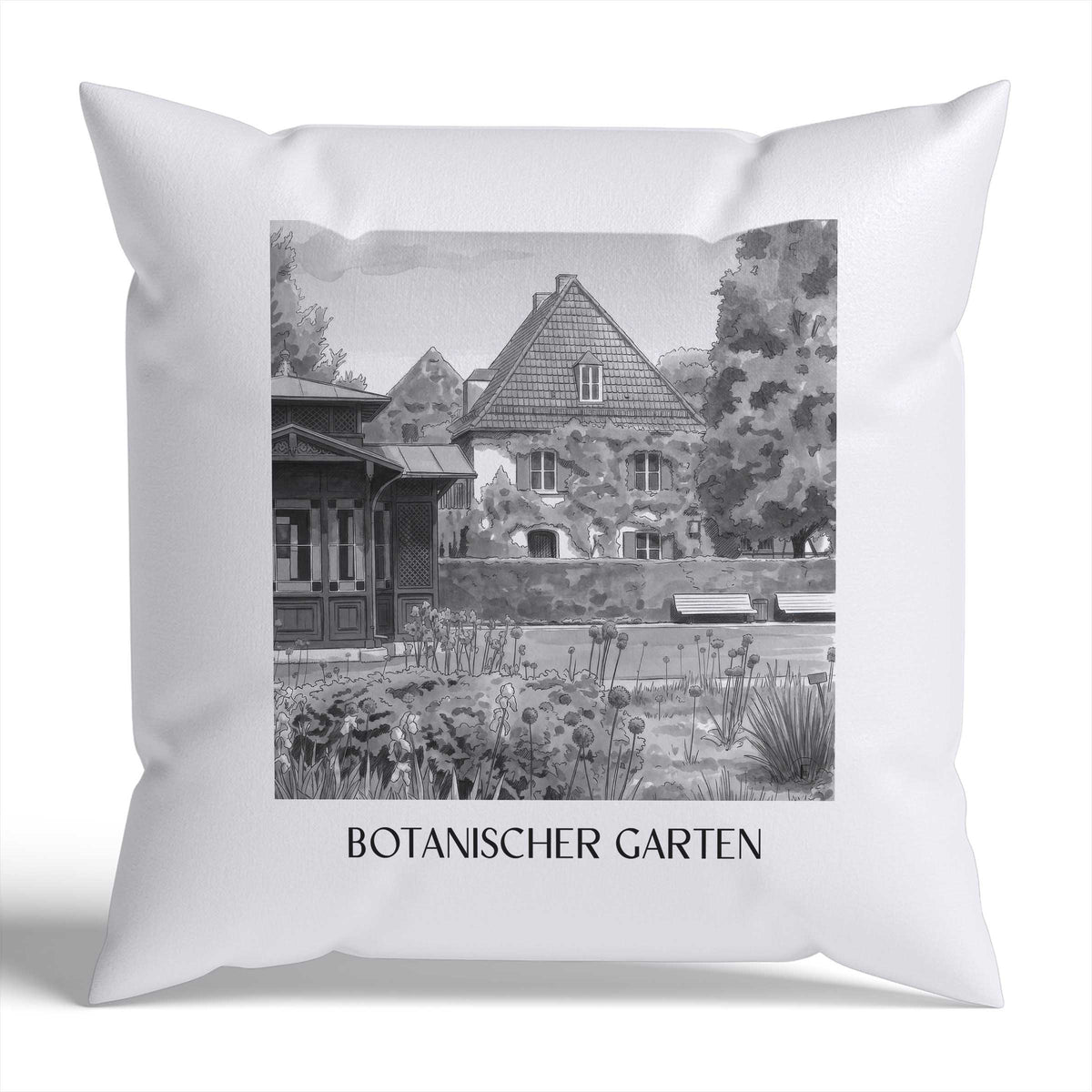 botanischer-garten-augsburg-deutschland-kissenbezug-aquarell-schwarz-weiss