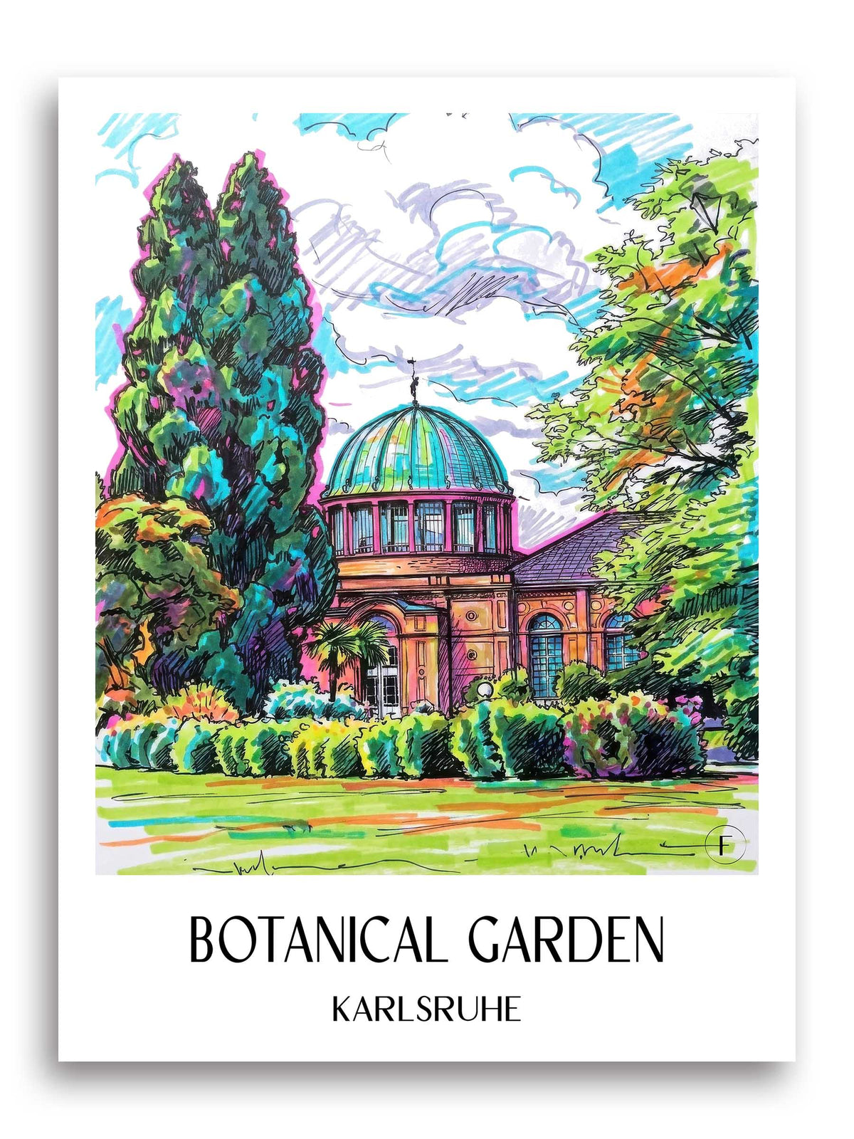 Botanischer Garten Poster - Karlsruhe - Deutschland Kunstdruck - Tag Graffiti von A4 bis A1 - favplace