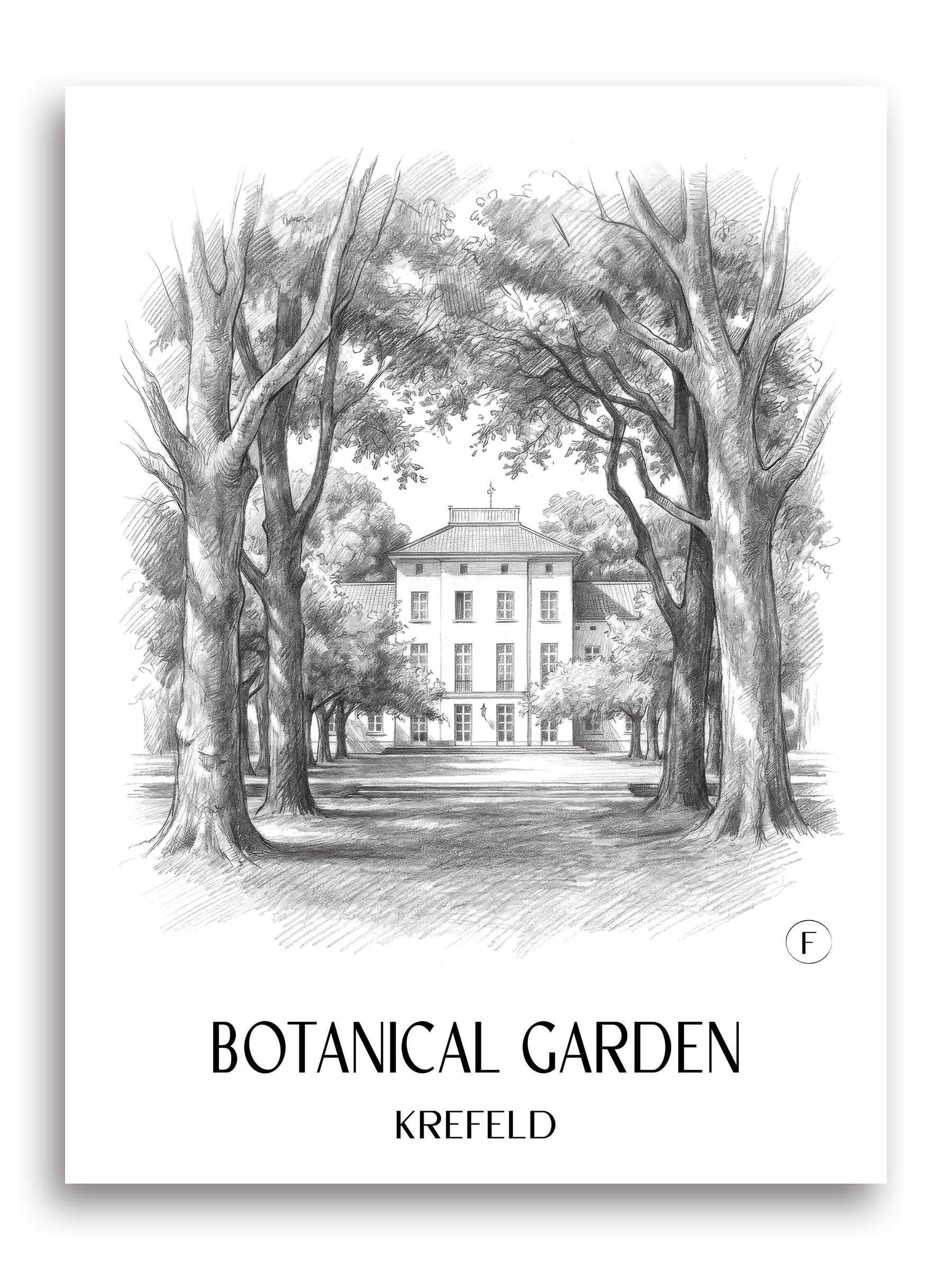 Botanischer Garten Poster - Krefeld - Deutschland Kunstdruck - Zeichnung von A4 bis A1
