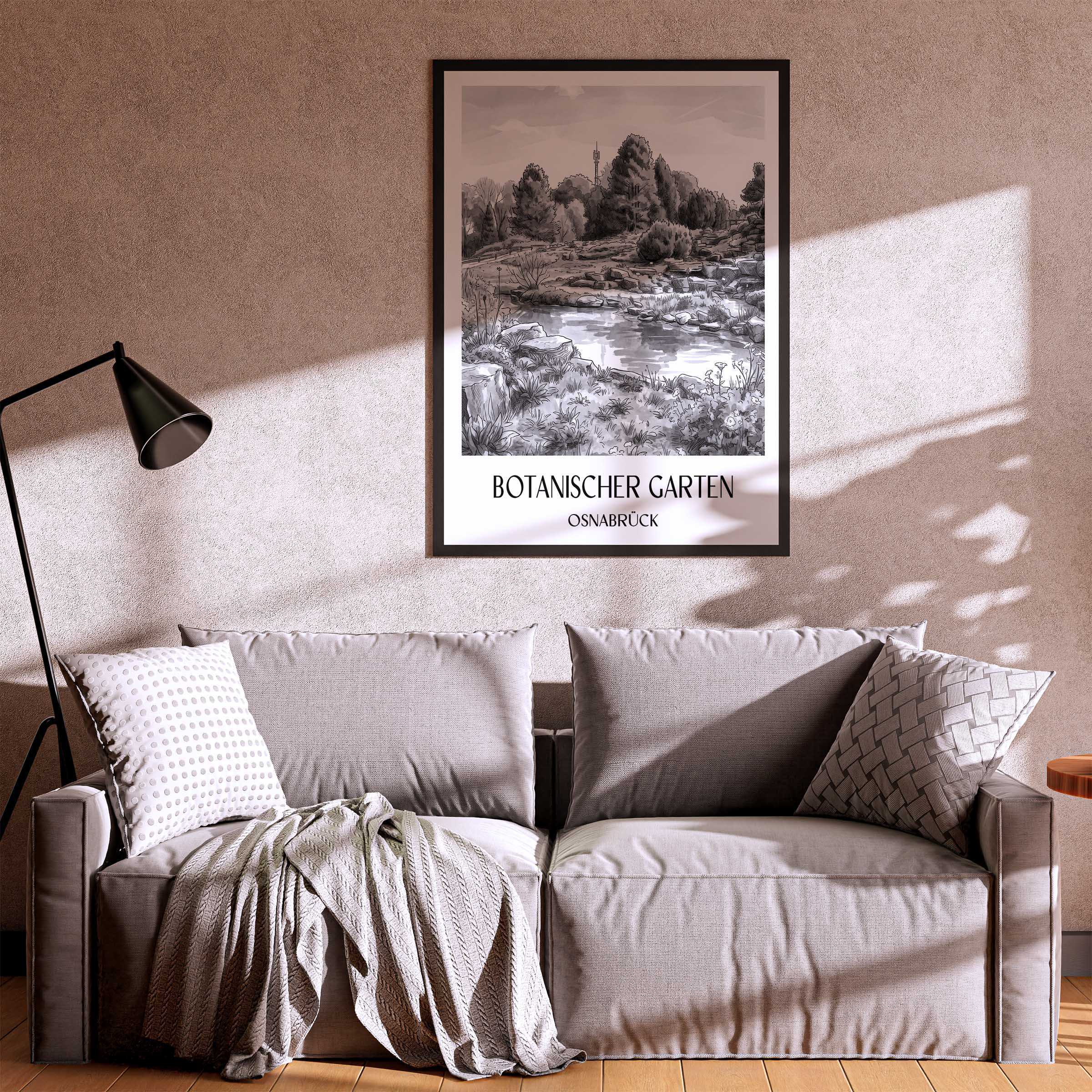botanischer-garten-osnabrück-deutschland-poster-aquarell-schwarz-weiss