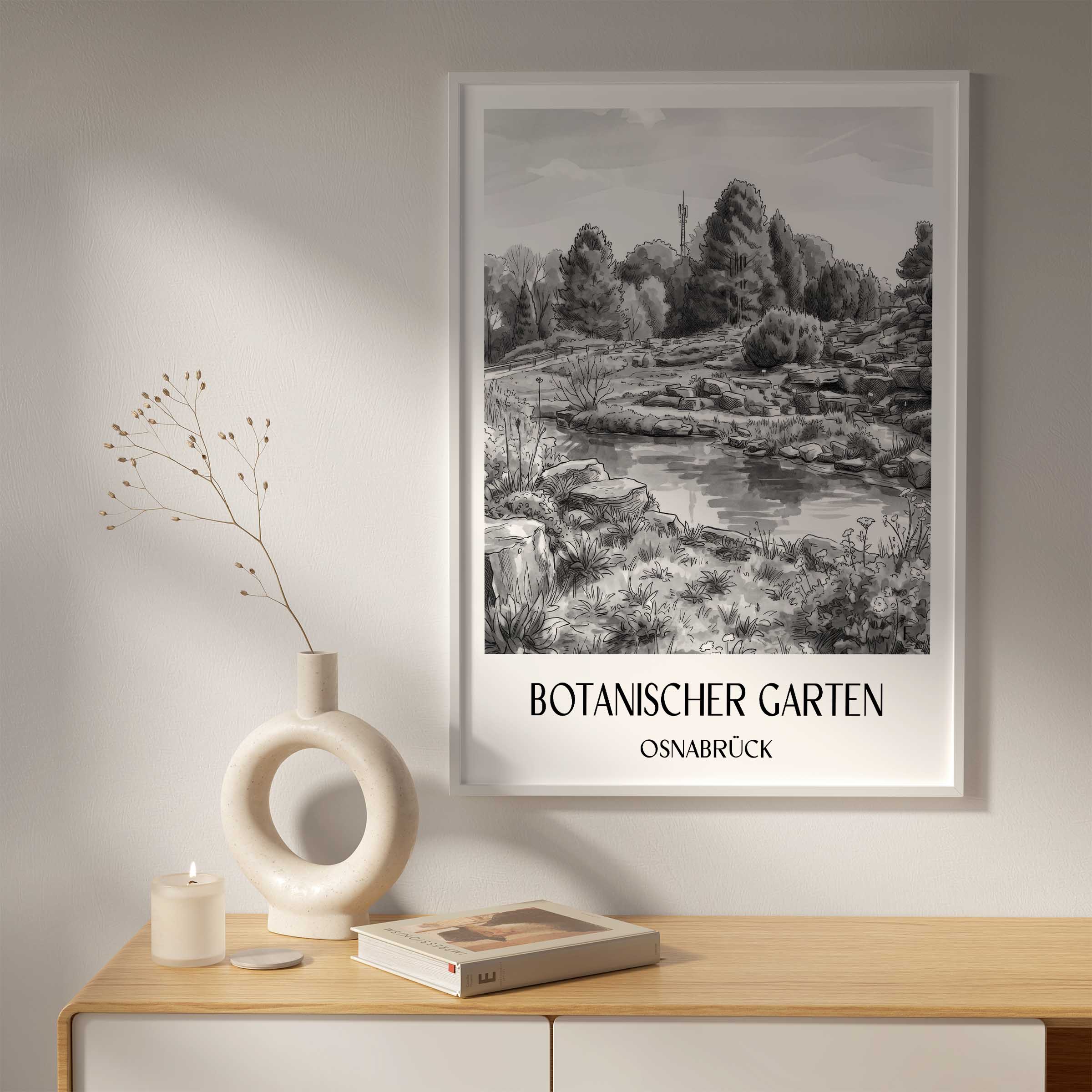 botanischer-garten-osnabrück-deutschland-poster-aquarell-schwarz-weiss