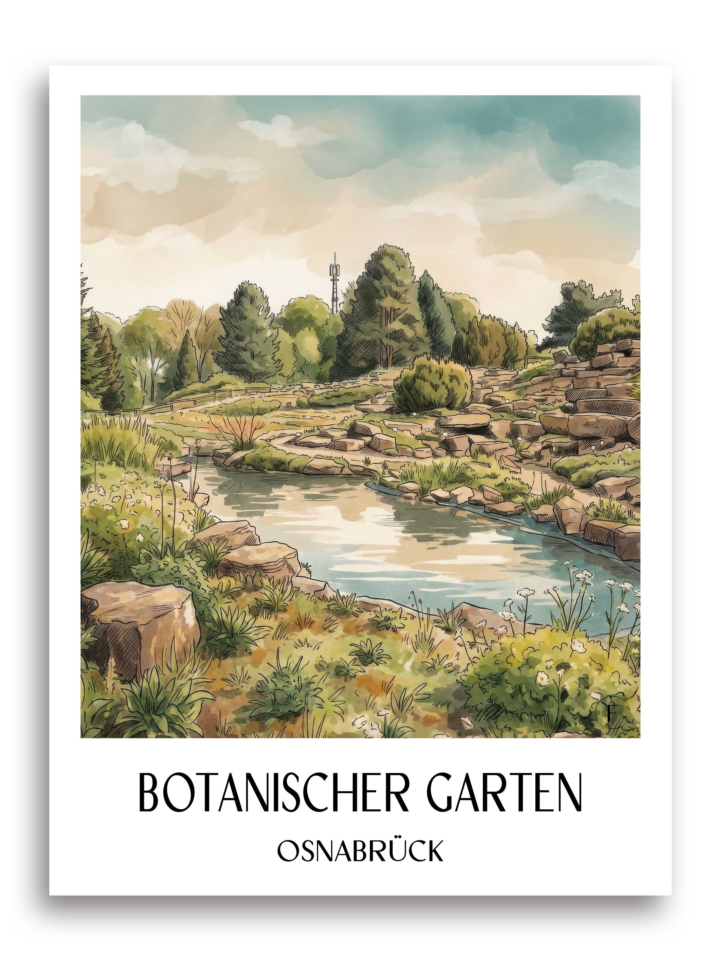 botanischer-garten-osnabrück-deutschland-poster-aquarell