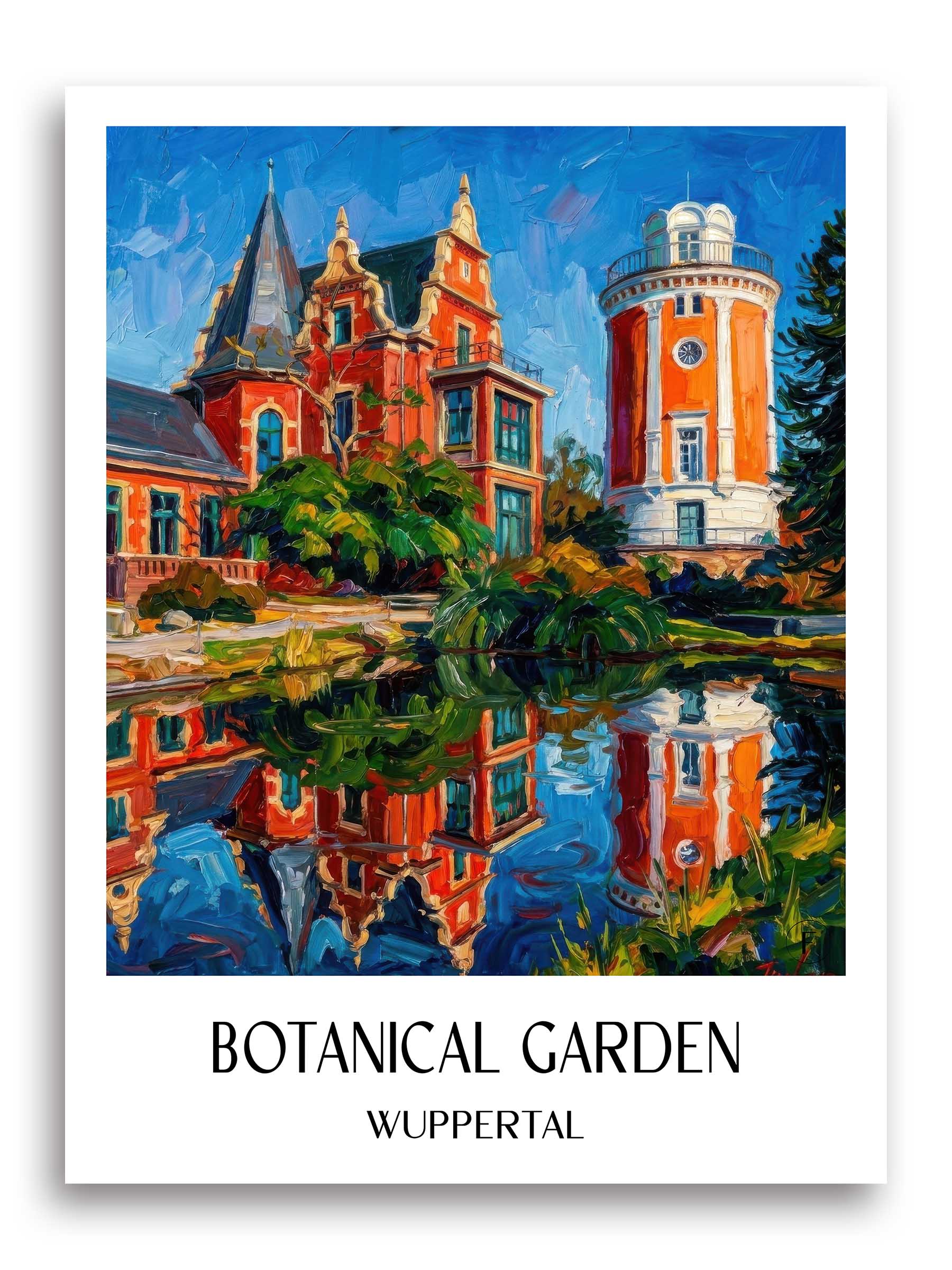 Botanischer Garten Poster - Wuppertal - Deutschland Kunstdruck - Ölgemälde von A4 bis A1 - favplace
