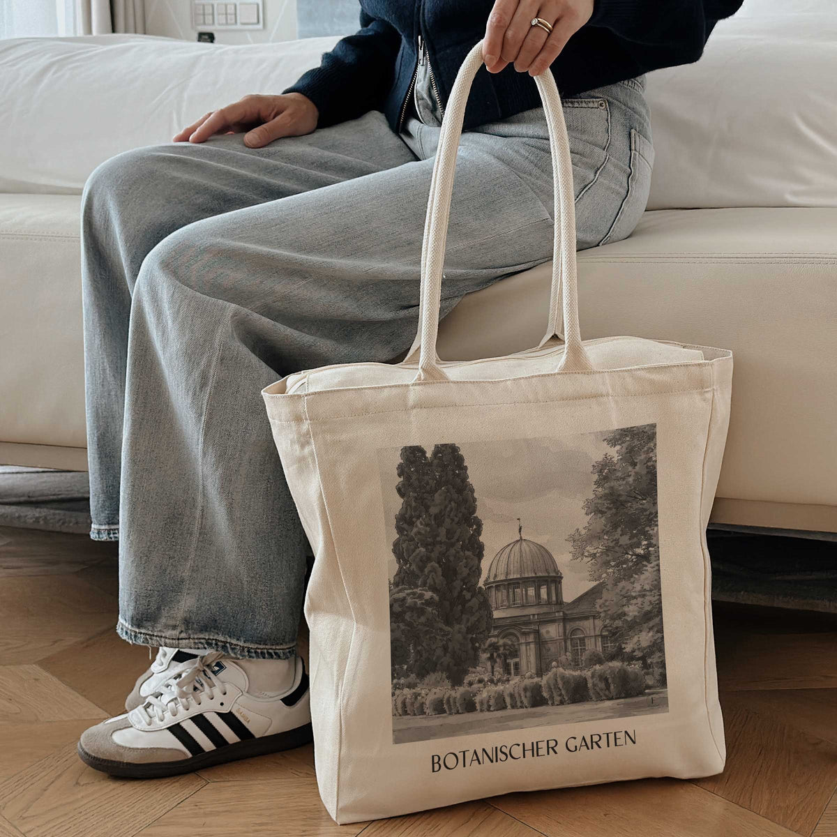 botanischer-garten-karlsruhe-deutschland-einkaufstasche-aquarell-schwarz-weiss
