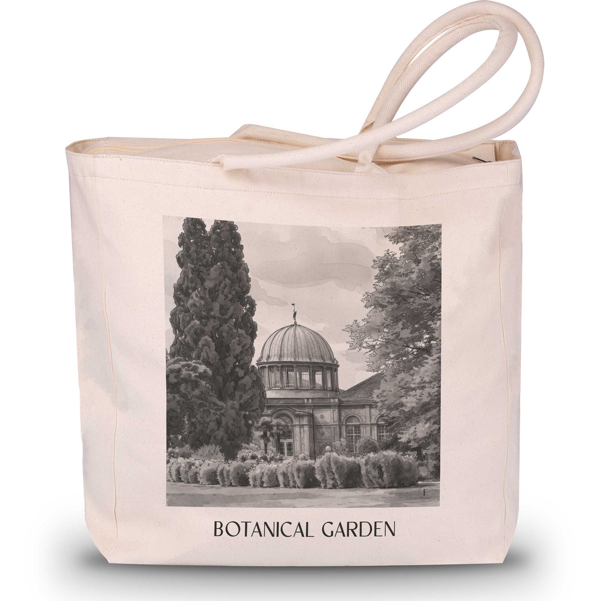 Botanischer Garten Shopping Tasche - Karlsruhe - Deutschland Tote Bag - Einkaufstasche im Aquarell Schwarz-Weiß Stil - favplace