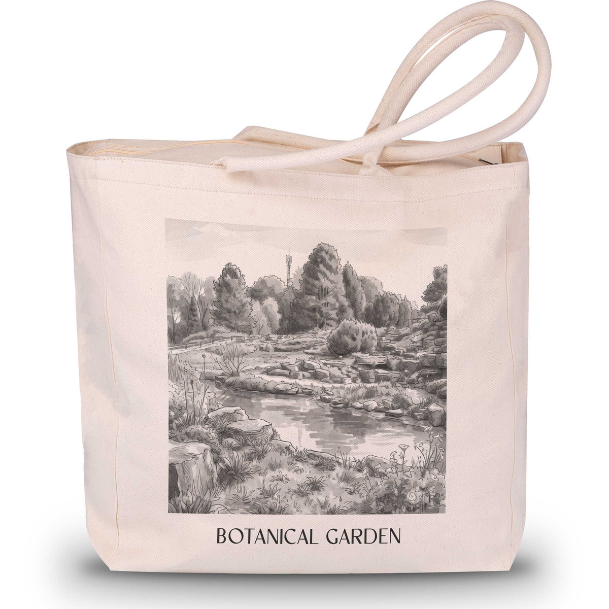 Botanischer Garten Shopping Tasche - Osnabrück - Deutschland Tote Bag - Einkaufstasche im Aquarell Schwarz-Weiß Stil - favplace
