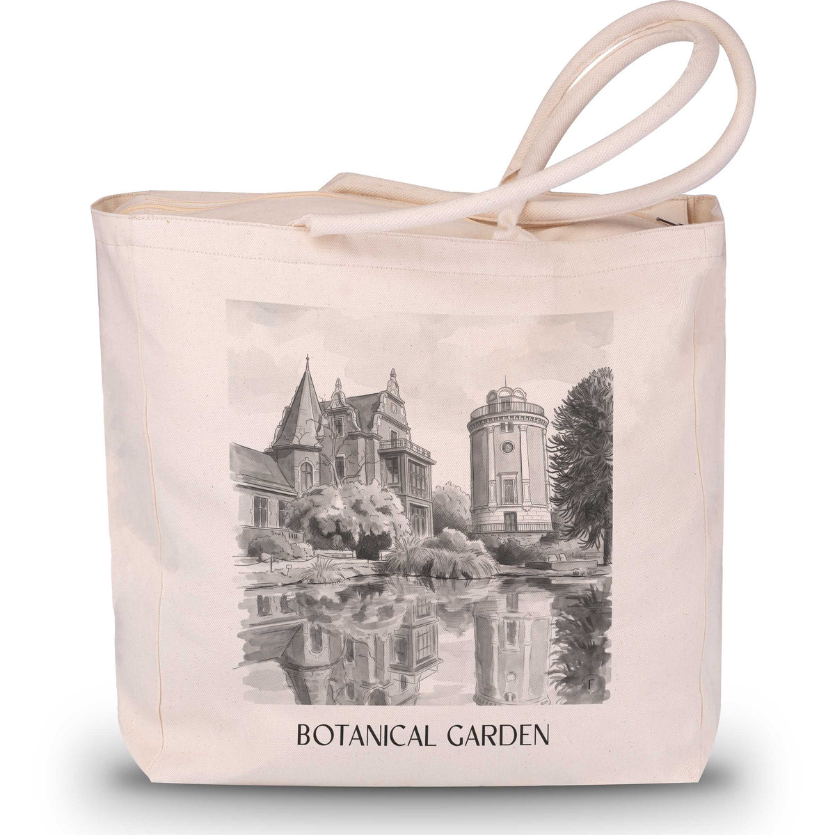 Botanischer Garten Shopping Tasche - Wuppertal - Deutschland Tote Bag - Einkaufstasche im Aquarell Schwarz-Weiß Stil - favplace