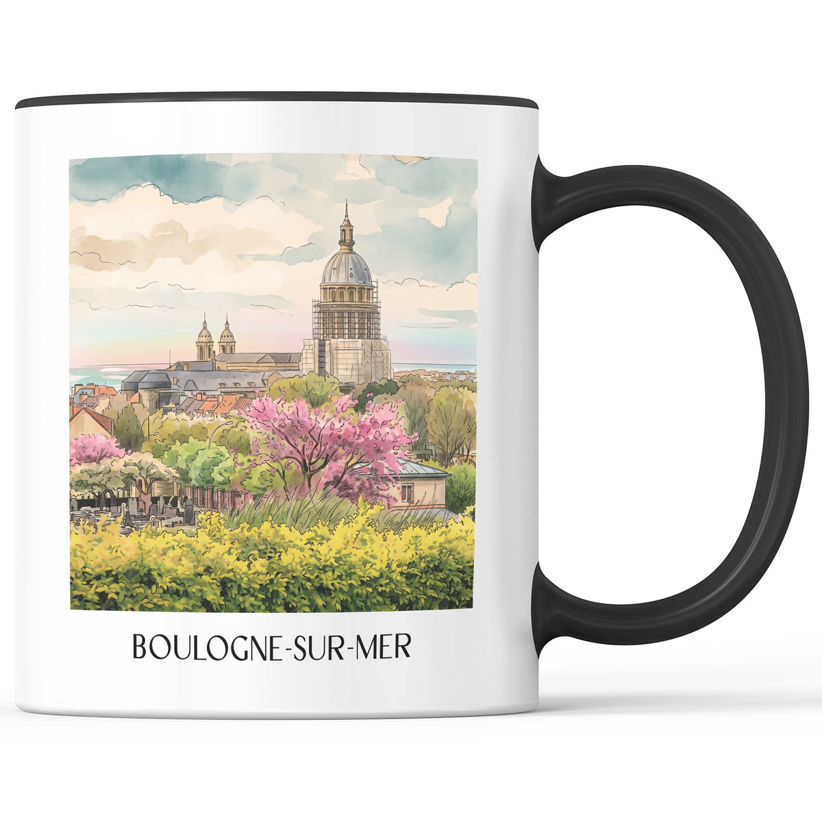 boulogne-sur-mer-côte-d'opale-frankreich-kaffeebecher-aquarell