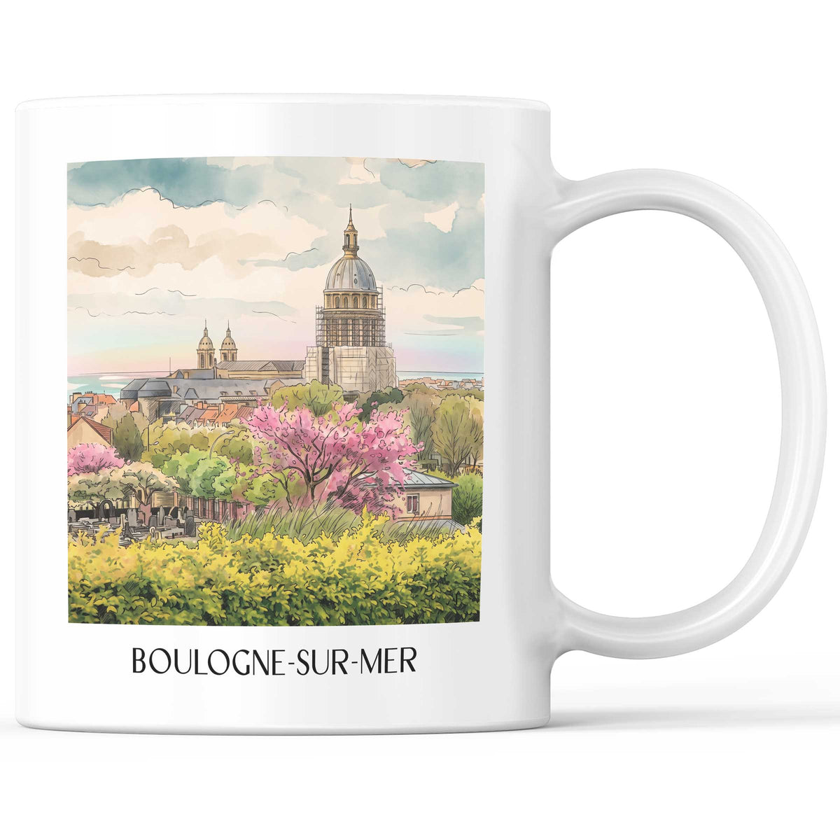 boulogne-sur-mer-côte-d'opale-frankreich-kaffeebecher-aquarell