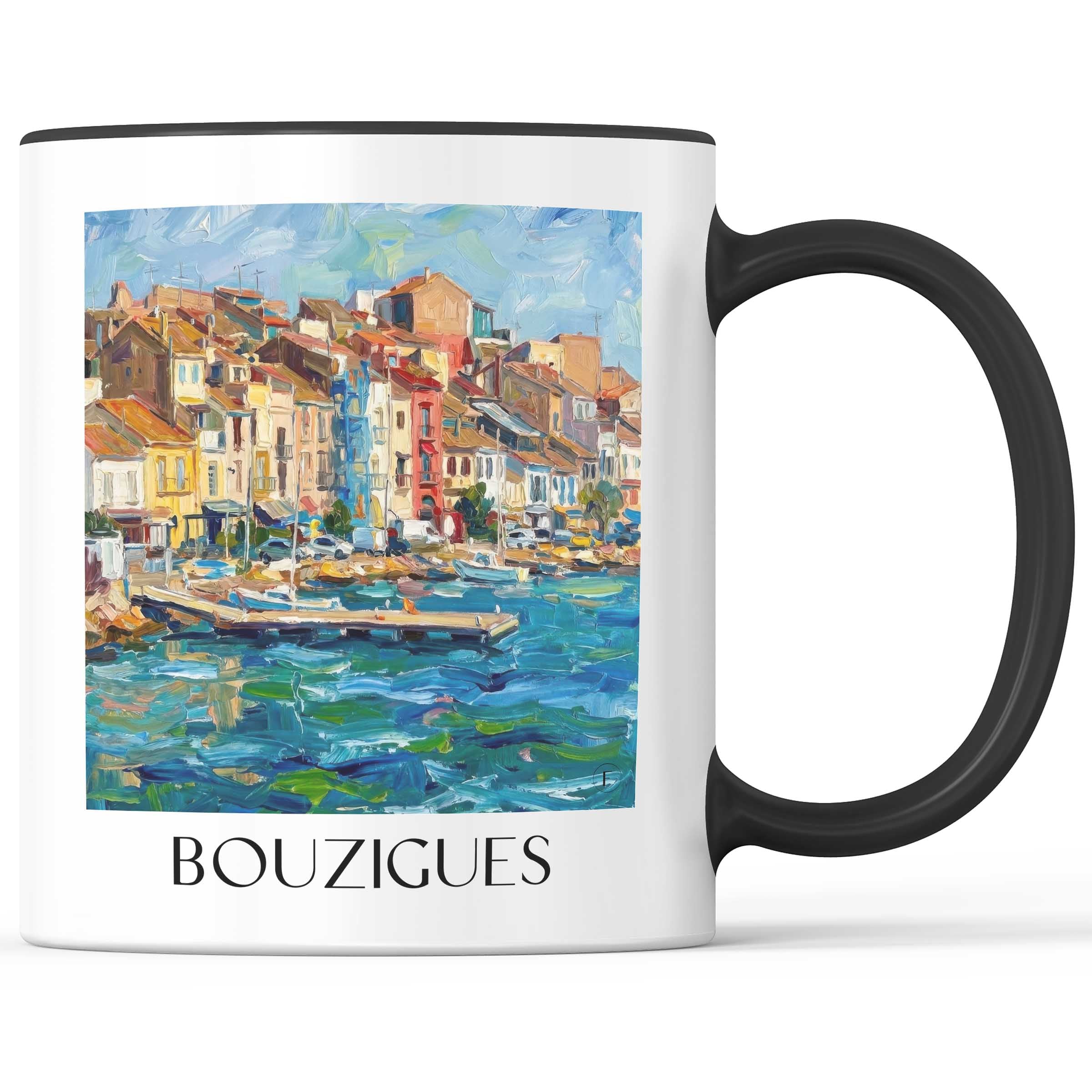 Bouzigues Kaffeebecher - Bassin de Thau - Frankreich Becher - Kaffeetasse im Ölgemälde Stil - favplace