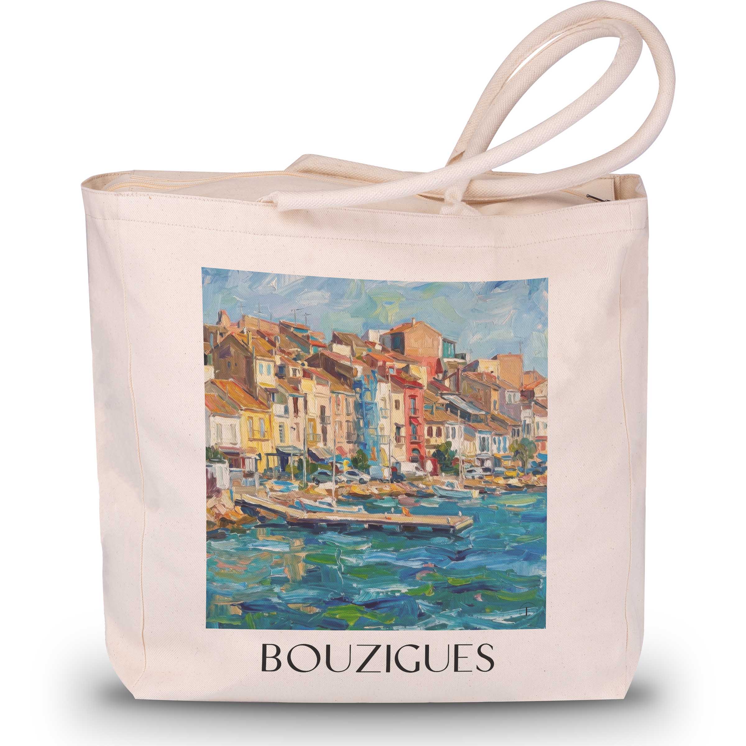 Bouzigues Shopping Tasche - Bassin de Thau - Frankreich Tote Bag - Einkaufstasche im Ölgemälde Stil - favplace