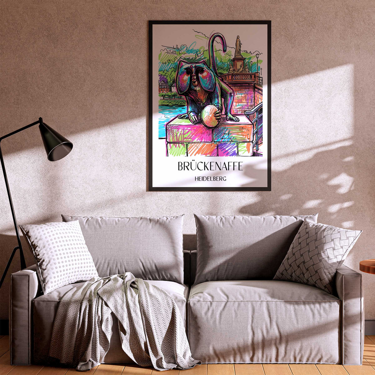 brückenaffe-heidelberg-deutschland-poster-graffiti