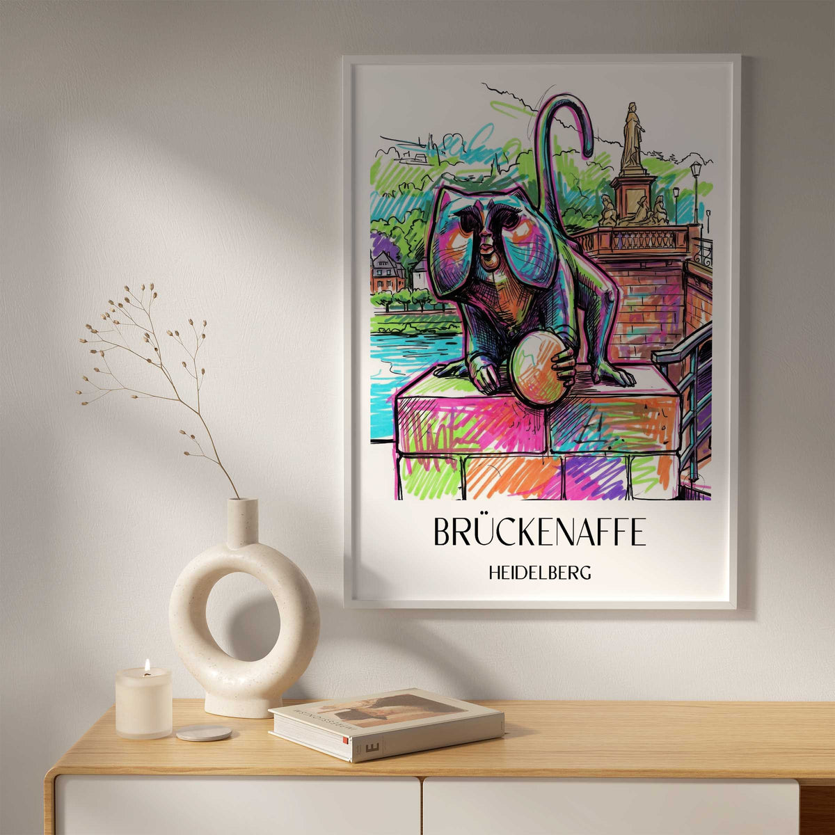 brückenaffe-heidelberg-deutschland-poster-graffiti