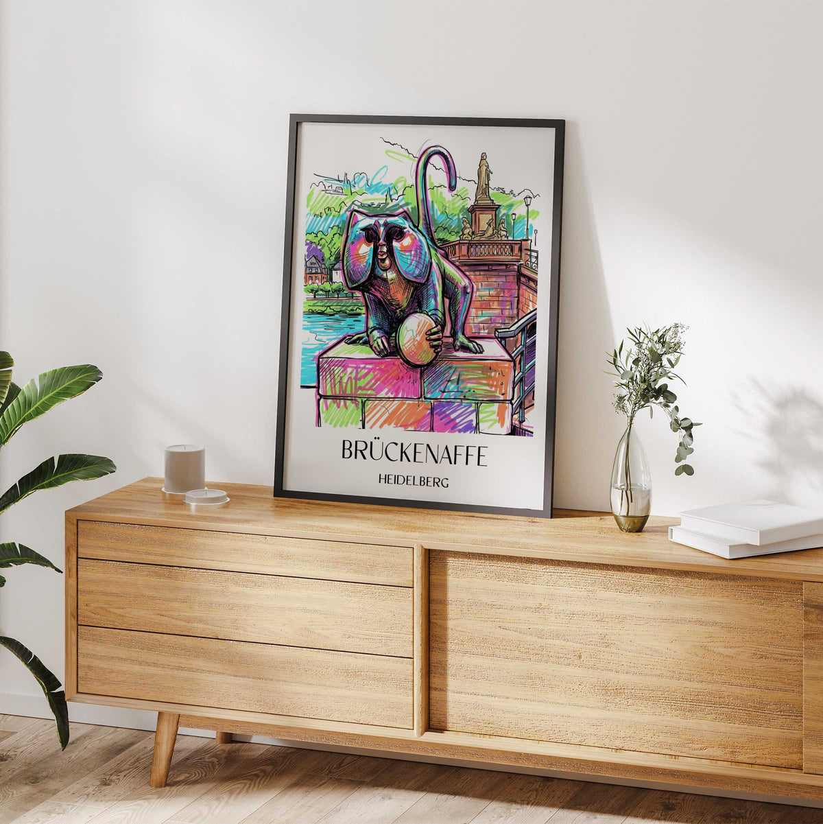 brückenaffe-heidelberg-deutschland-poster-graffiti
