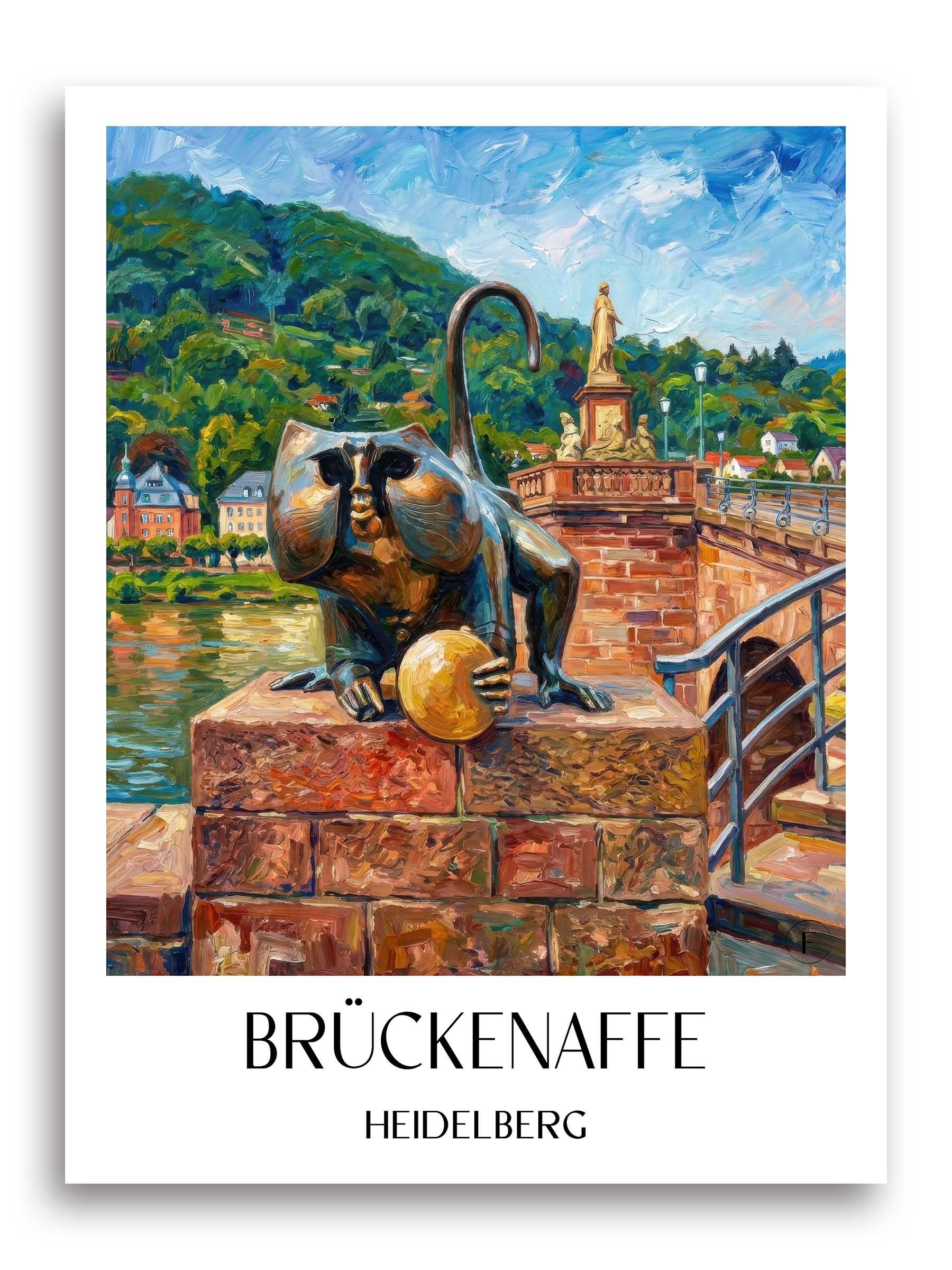 brückenaffe-heidelberg-deutschland-poster-oil-painting-oelgemaelde