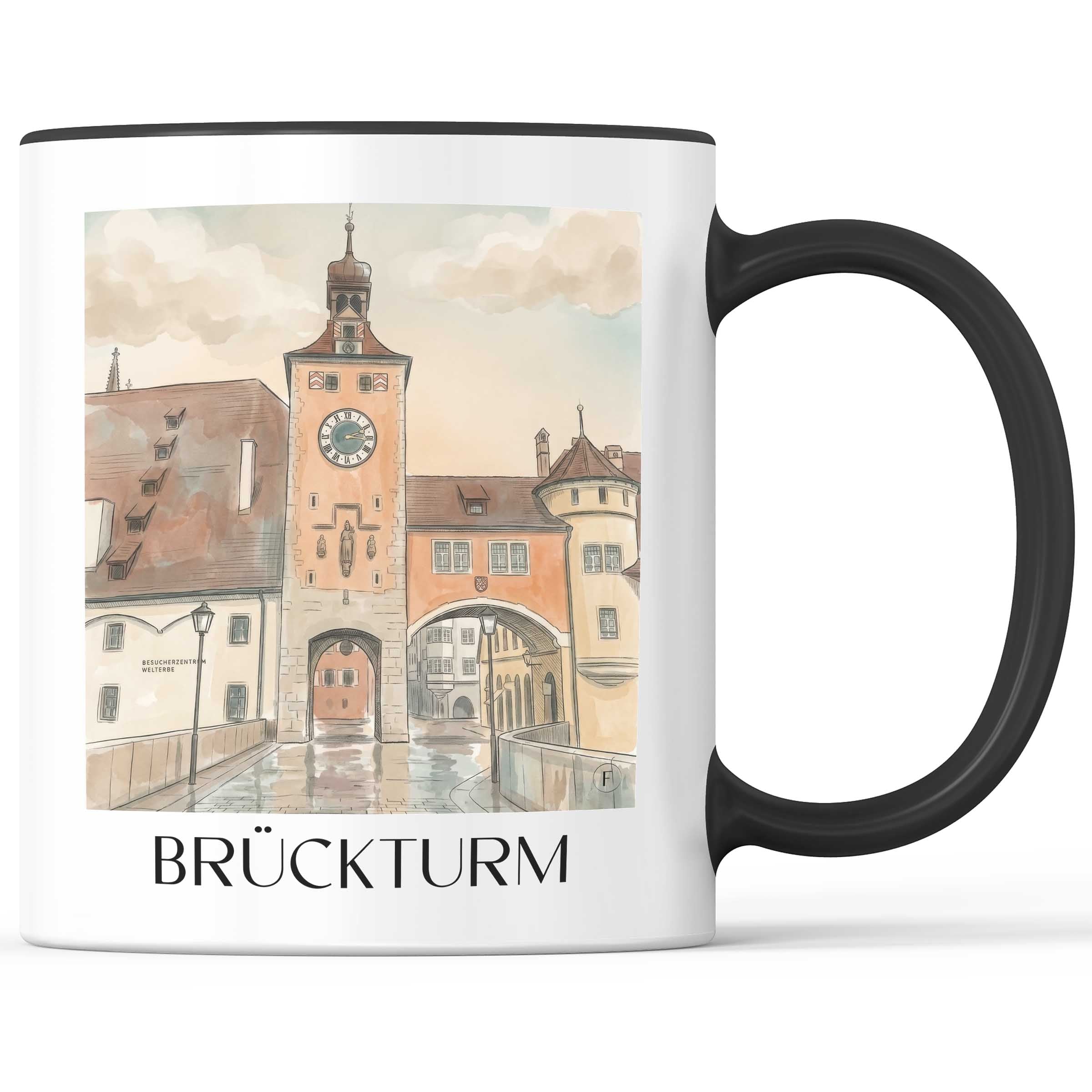 brückturm-regensburg-deutschland-kaffeebecher-aquarell