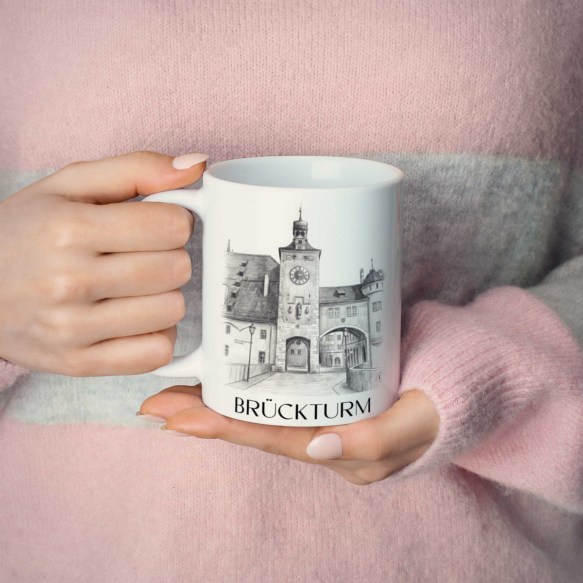brückturm-regensburg-deutschland-kaffeebecher-bleistift-zeichnung-drawing