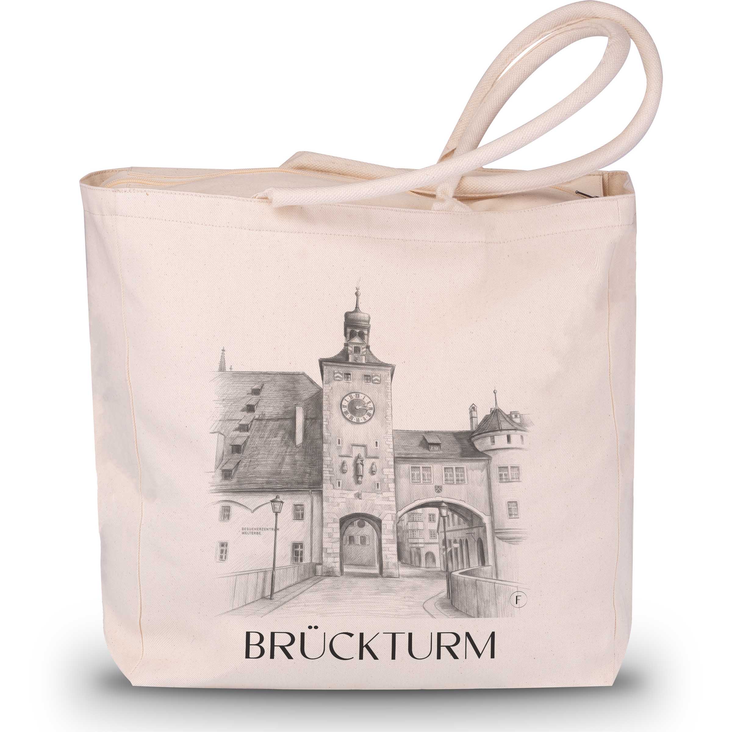 brückturm-regensburg-deutschland-einkaufstasche-bleistift-zeichnung-drawing
