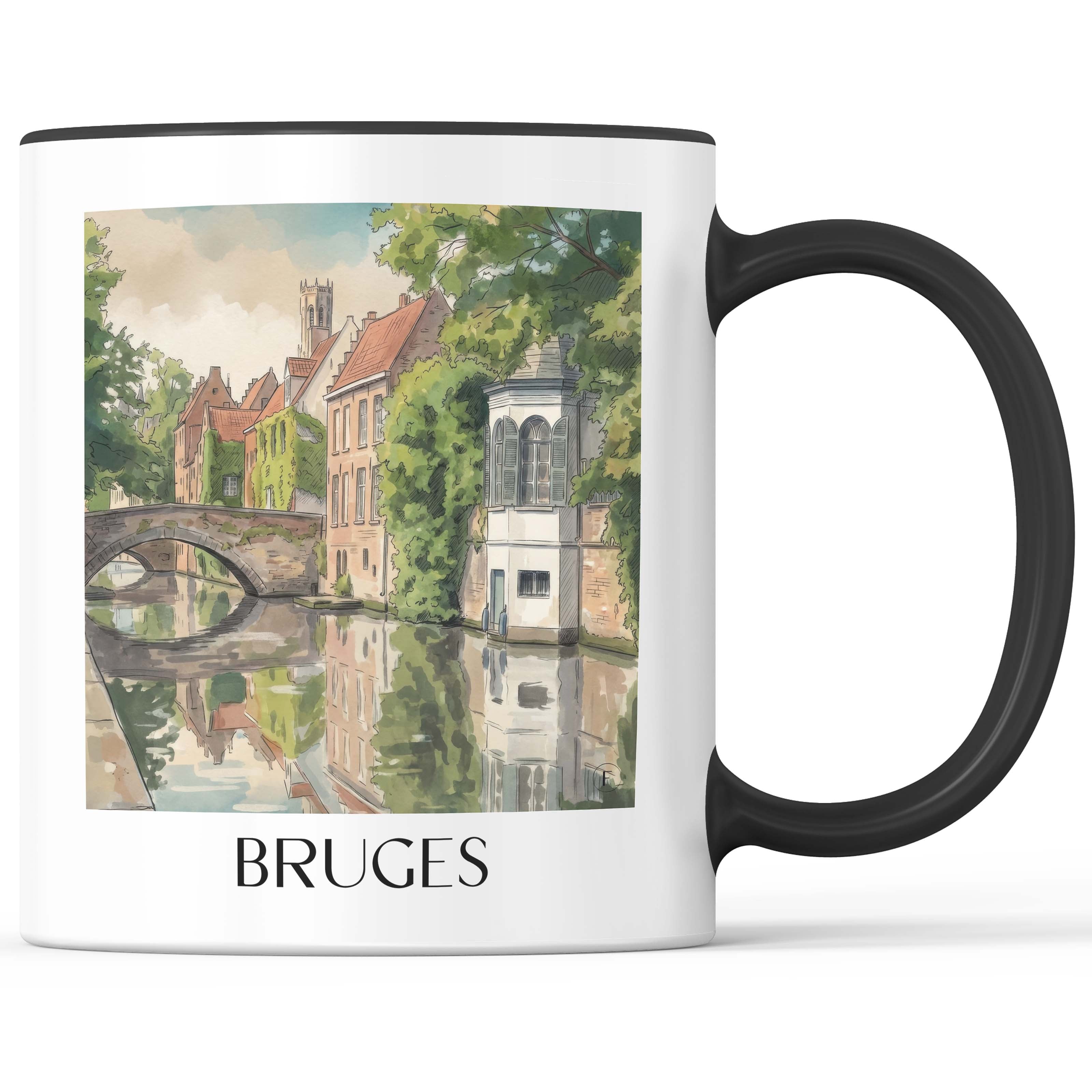 Brügge - Belgien Becher - Kaffeetasse im Aquarell Stil - favplace