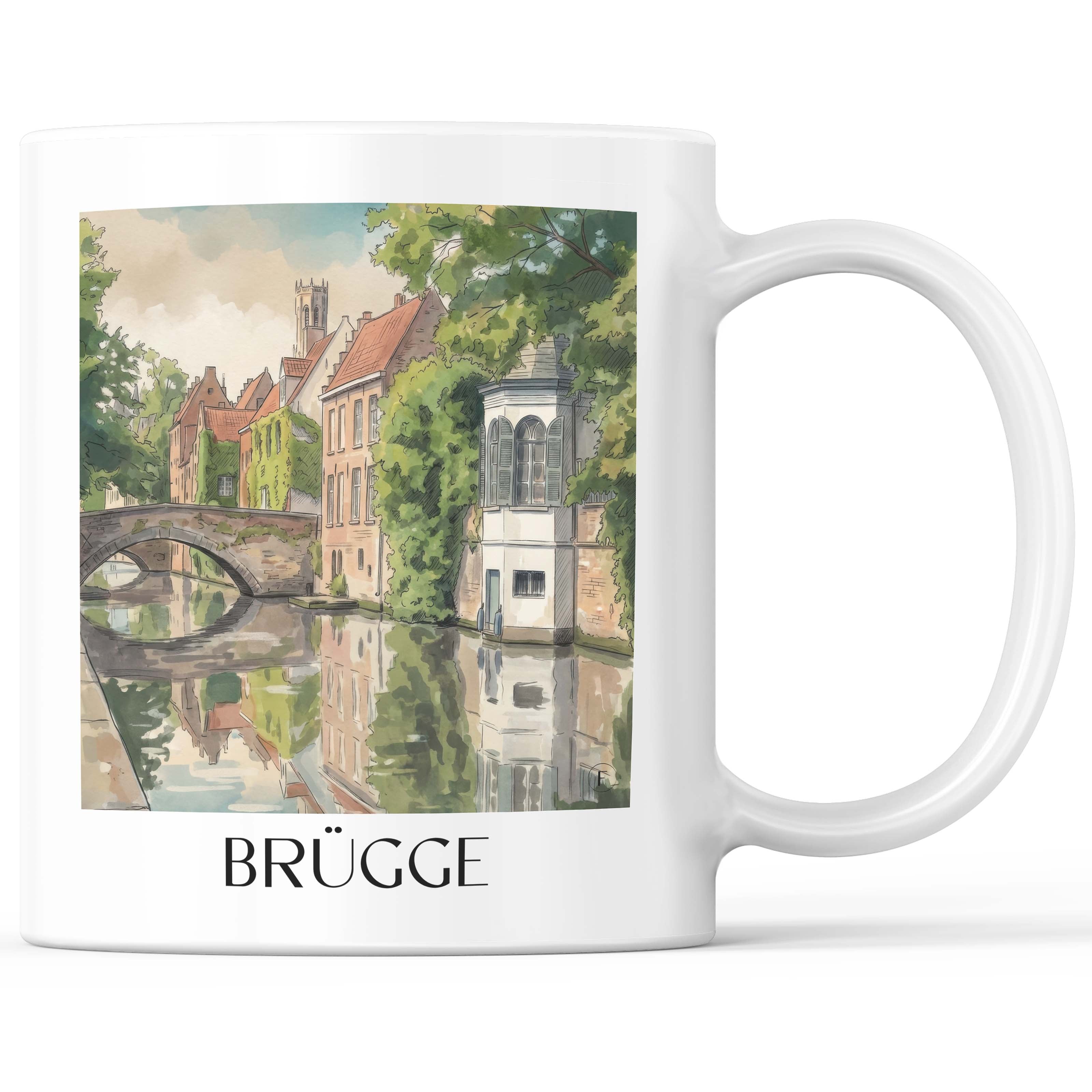 Brügge - Belgien Becher - Kaffeetasse im Aquarell Stil - favplace