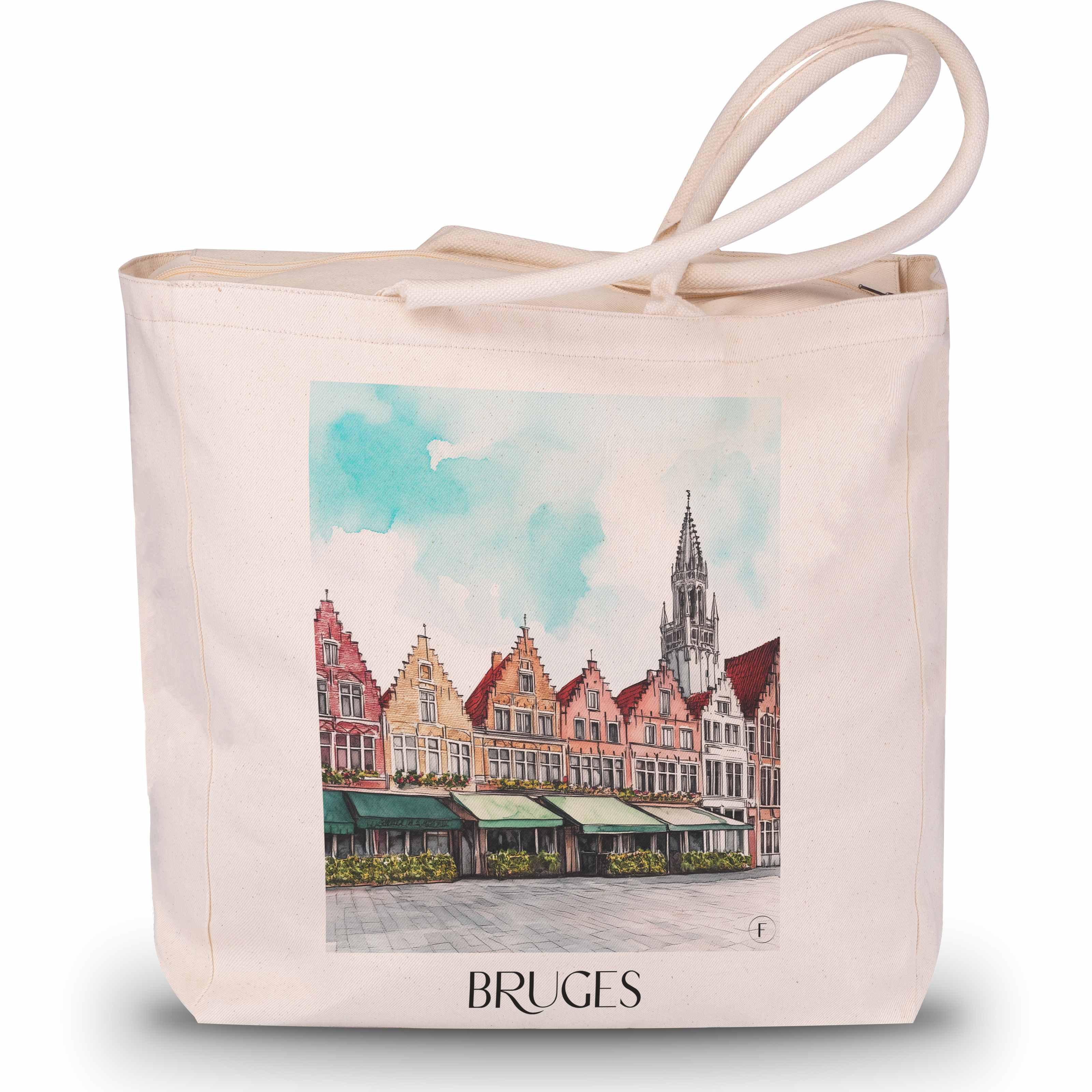 Brügge - Belgien Tote Bag - Einkaufstasche im Aquarell Stil - favplace
