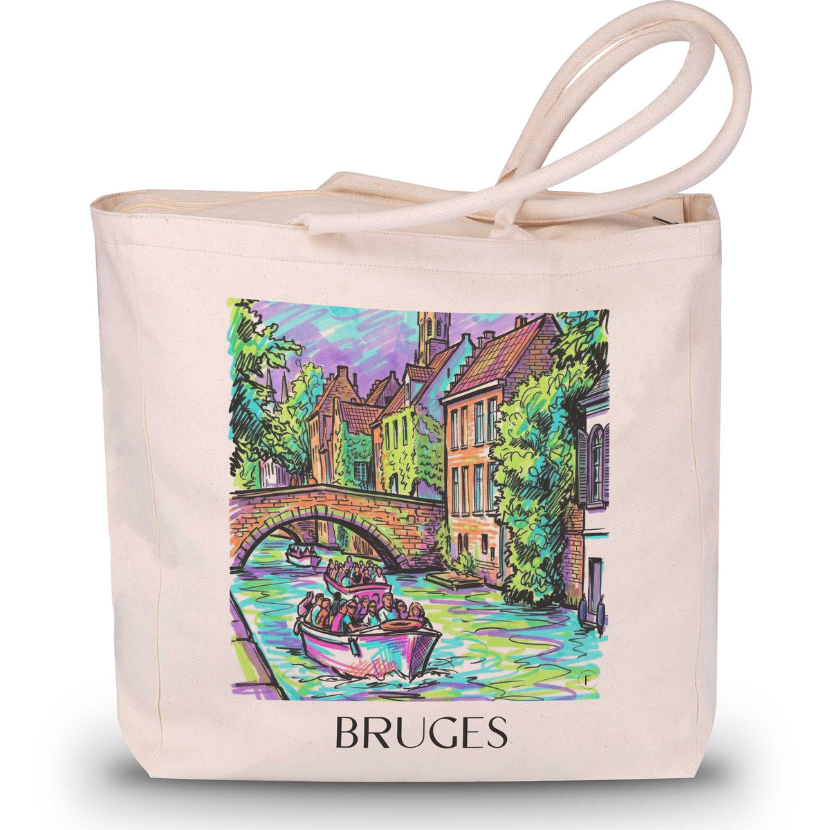 Brügge - Belgien Tote Bag - Einkaufstasche im Tag Graffiti Stil - favplace