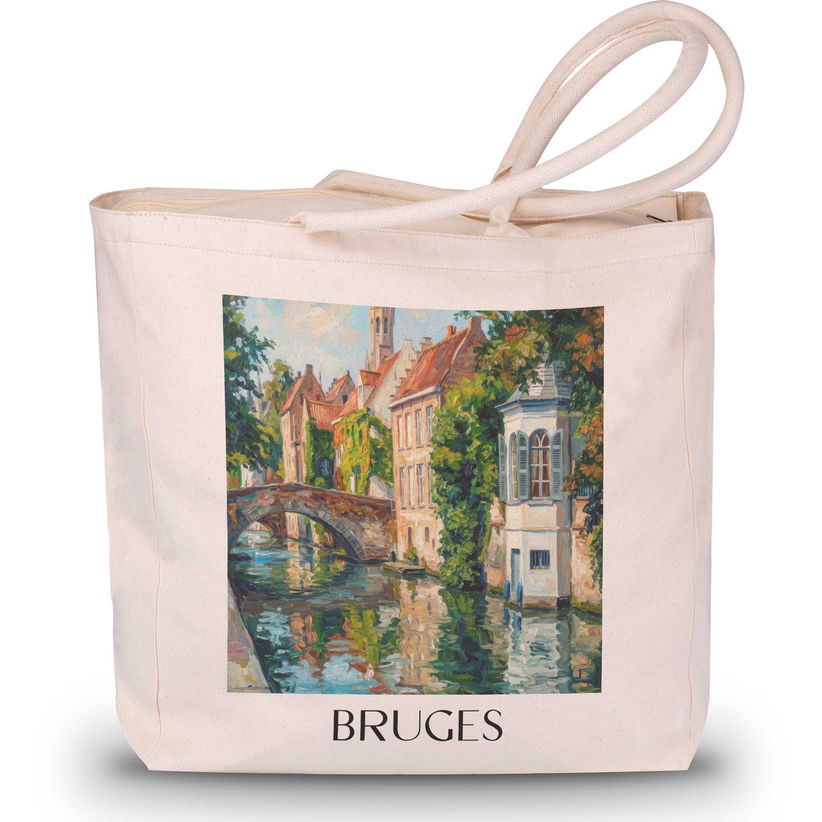 Brügge - Belgien Tote Bag - Einkaufstasche im Ölgemälde Stil - favplace