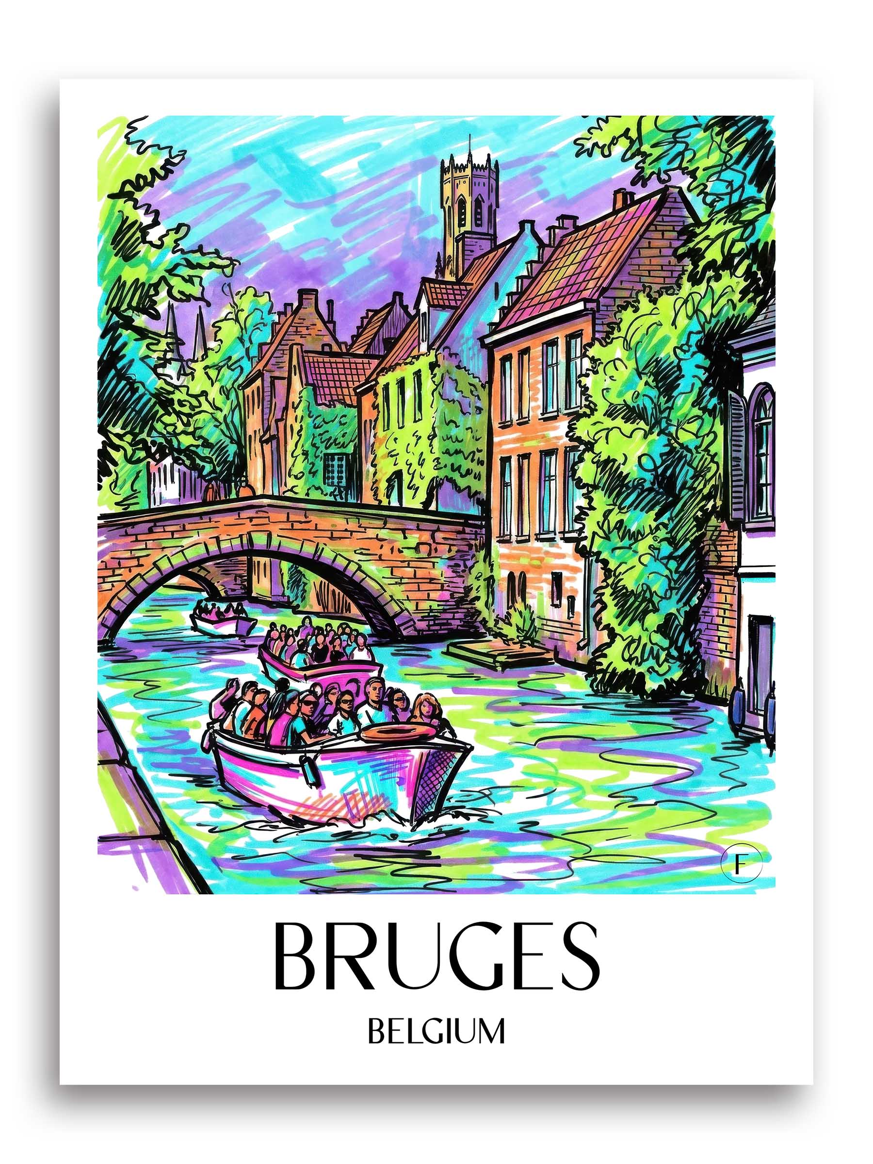 Brügge Poster - - Belgien Kunstdruck - Tag Graffiti von A4 bis A1 - favplace