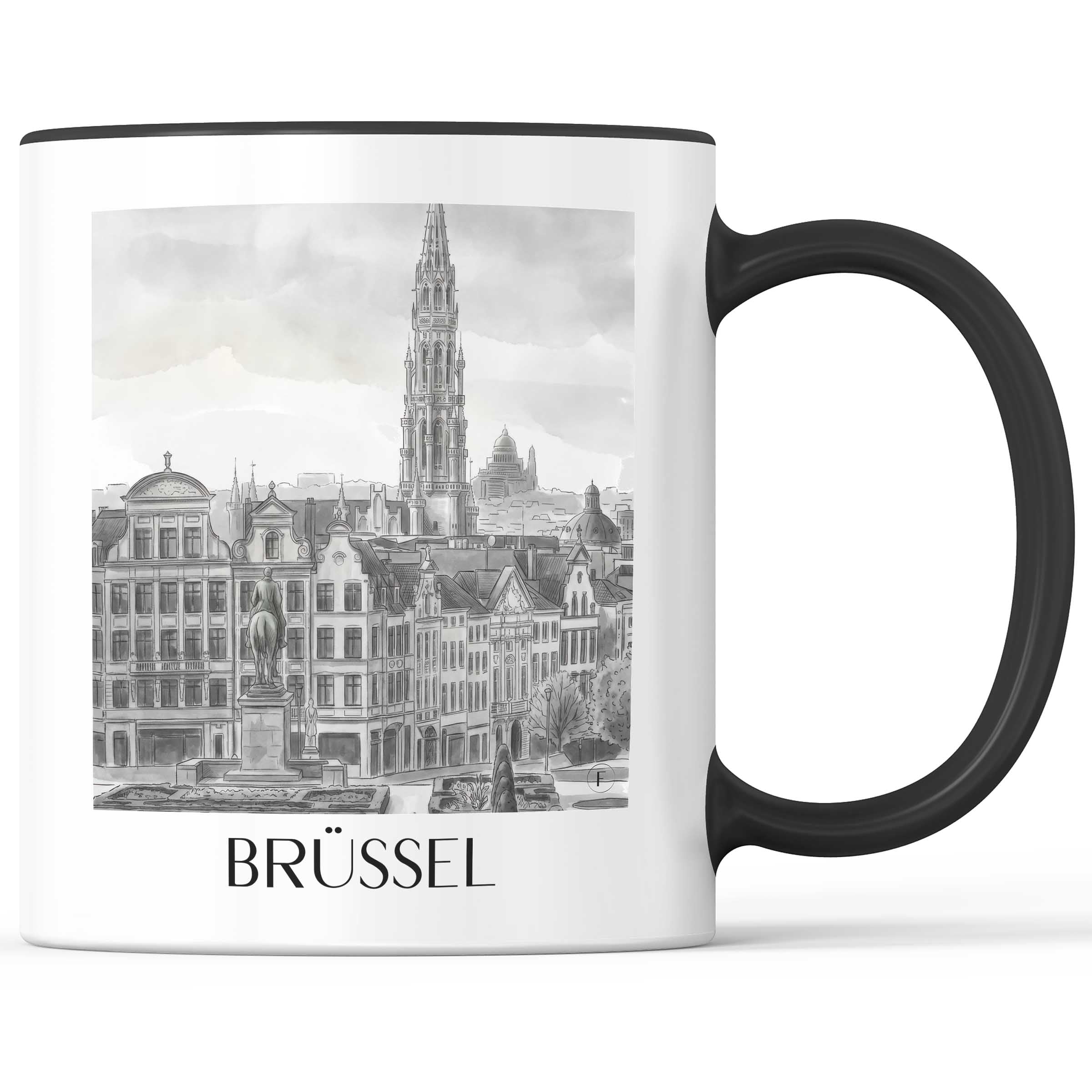 brüssel-belgien-kaffeebecher-aquarell-schwarz-weiss