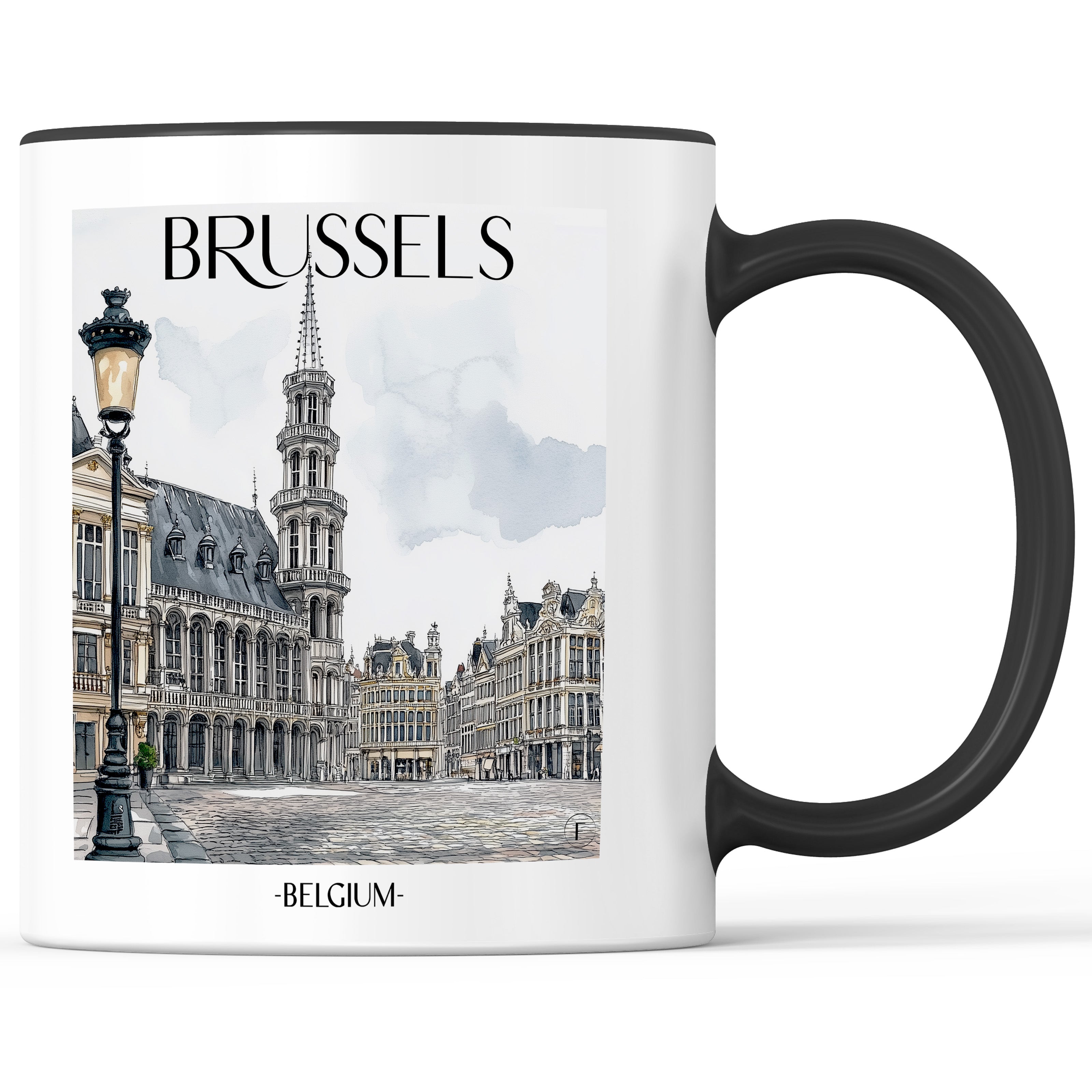 Brüssel - Belgien Becher - Kaffeetasse im Aquarell Stil - favplace