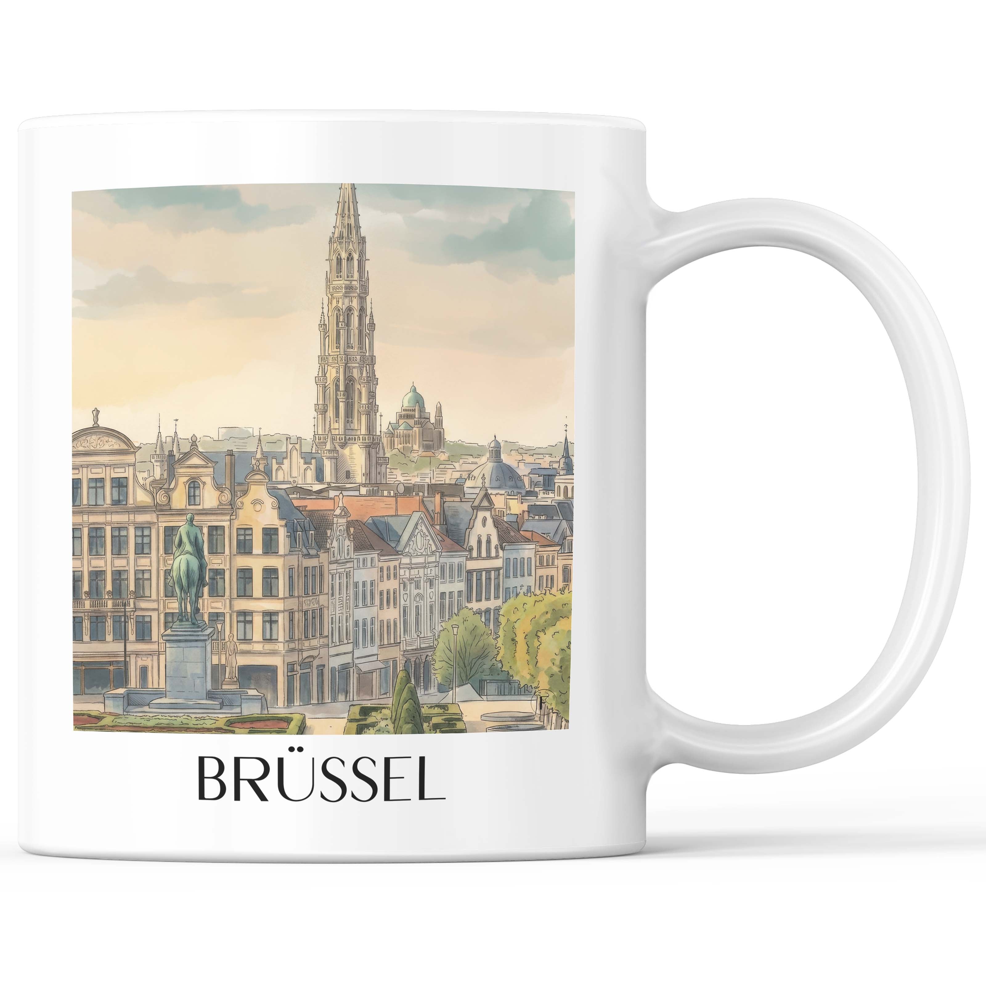 Brüssel - Belgien Becher - Kaffeetasse im Aquarell Stil - favplace