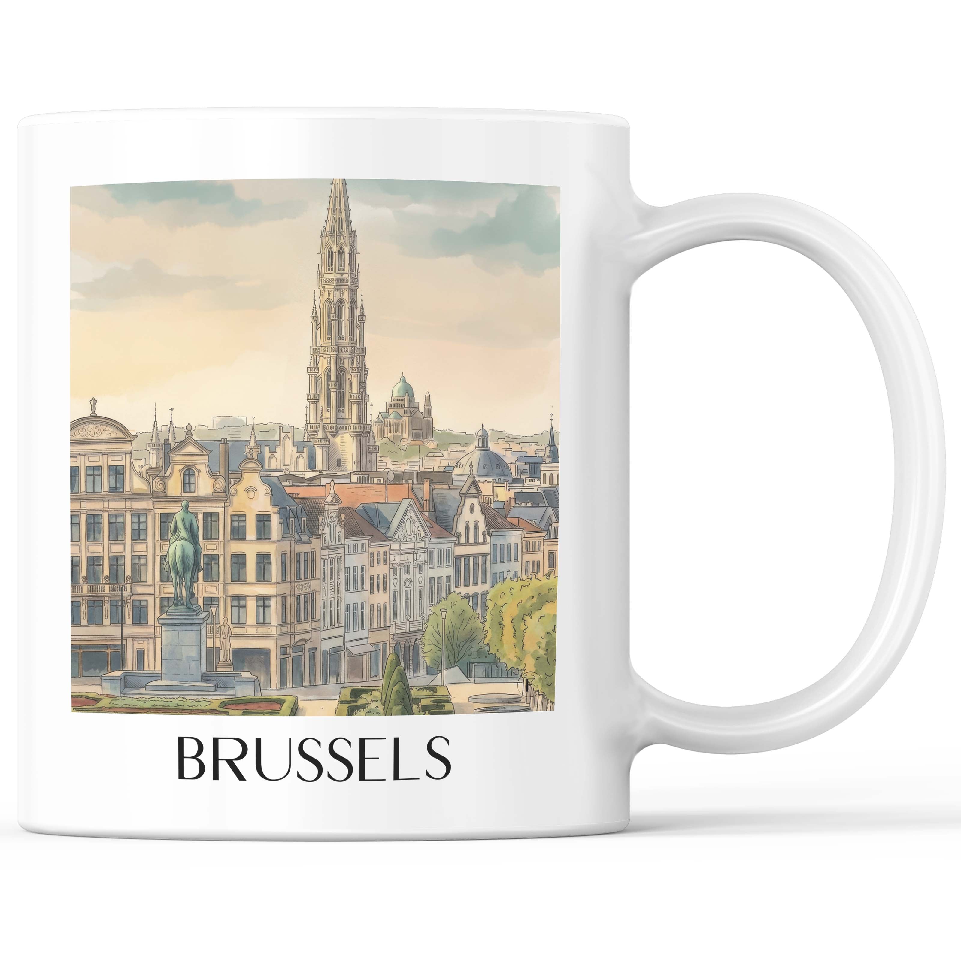 Brüssel - Belgien Becher - Kaffeetasse im Aquarell Stil - favplace