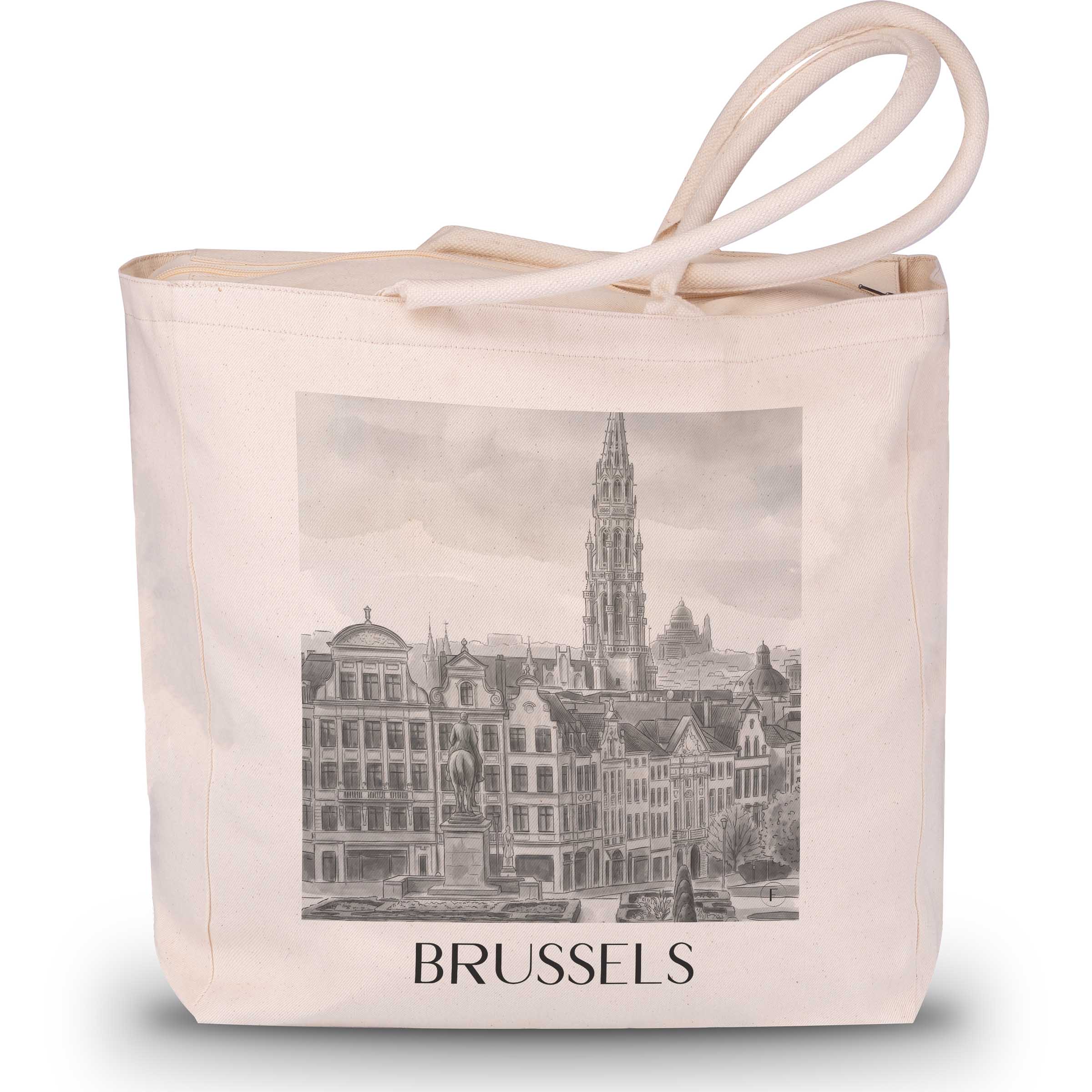 Brüssel - Belgien Tote Bag - Einkaufstasche im Aquarell Schwarz-Weiß Stil - favplace
