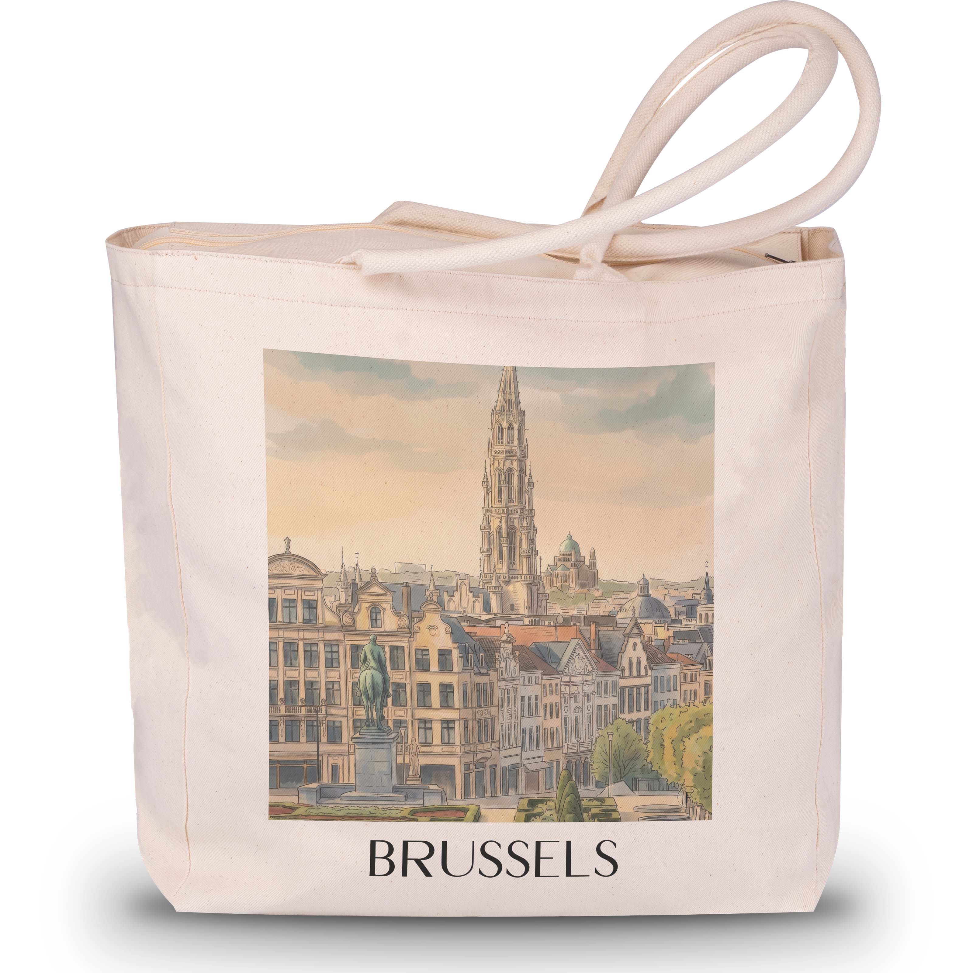 Brüssel - Belgien Tote Bag - Einkaufstasche im Aquarell Stil - favplace