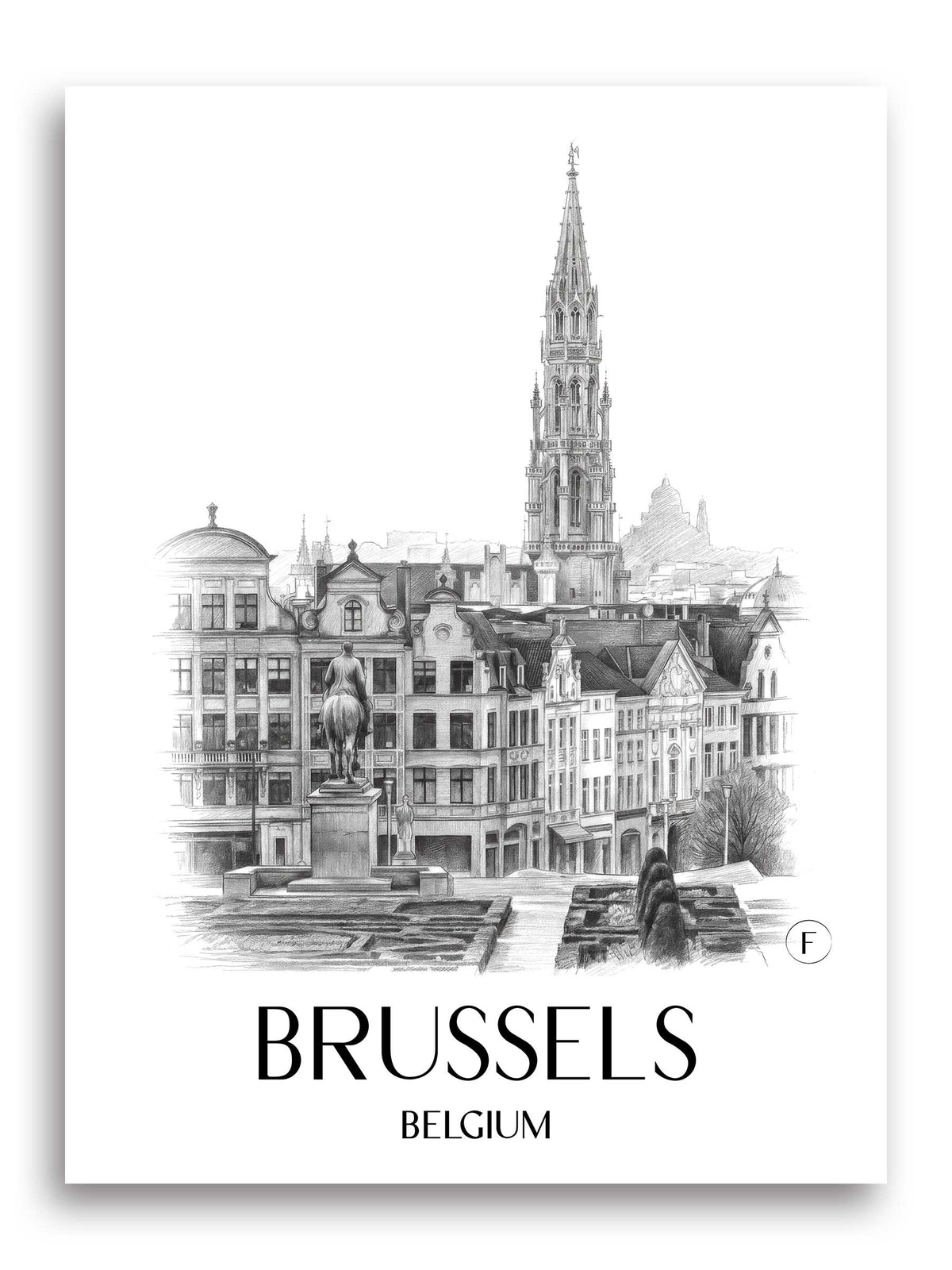Brüssel Poster - - Belgien Kunstdruck - Zeichnung von A4 bis A1 - favplace