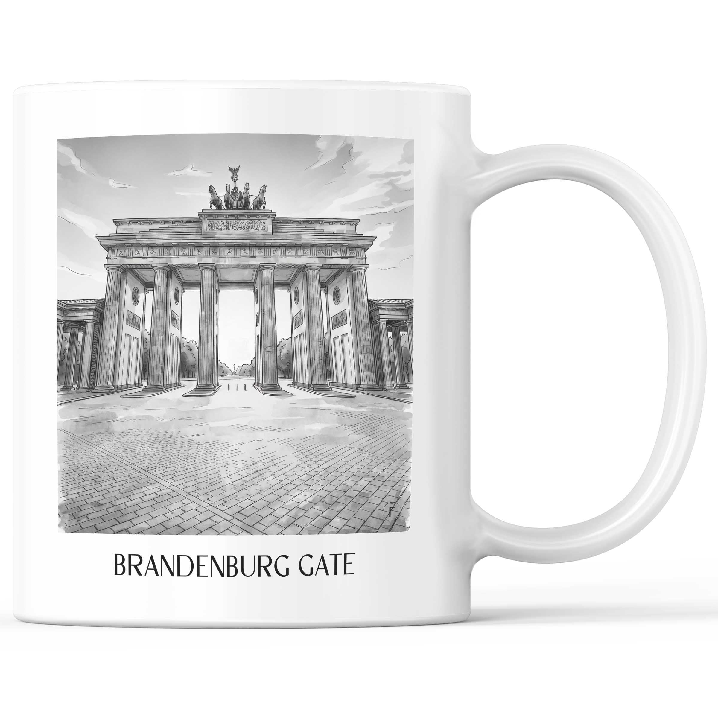 Brandenburger Tor Kaffeebecher - Berlin - Deutschland Becher - Kaffeetasse im Aquarell Schwarz-Weiß Stil - favplace