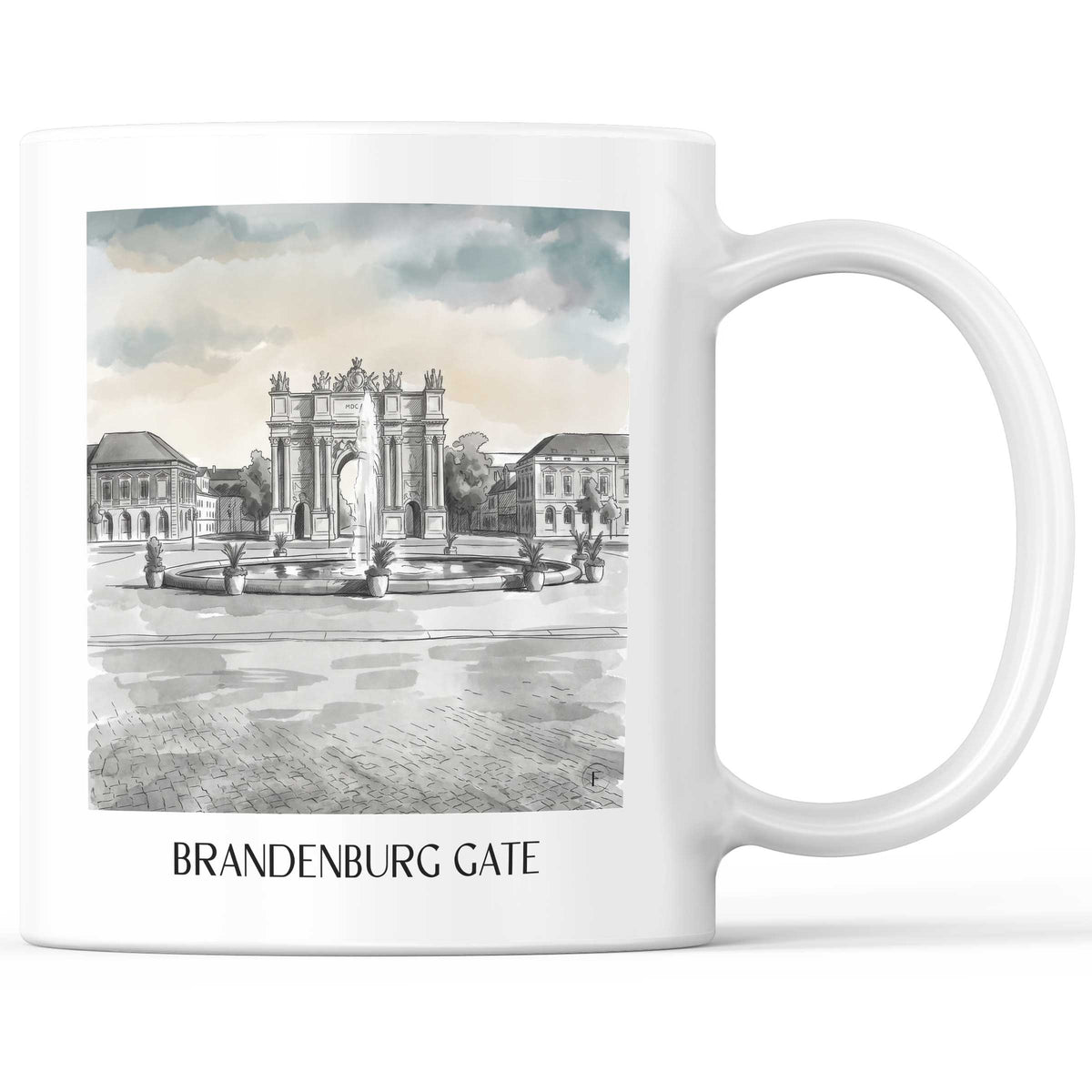 Brandenburger Tor Kaffeebecher - Potsdam - Deutschland Becher - Kaffeetasse im Aquarell Schwarz-Weiß Stil - favplace