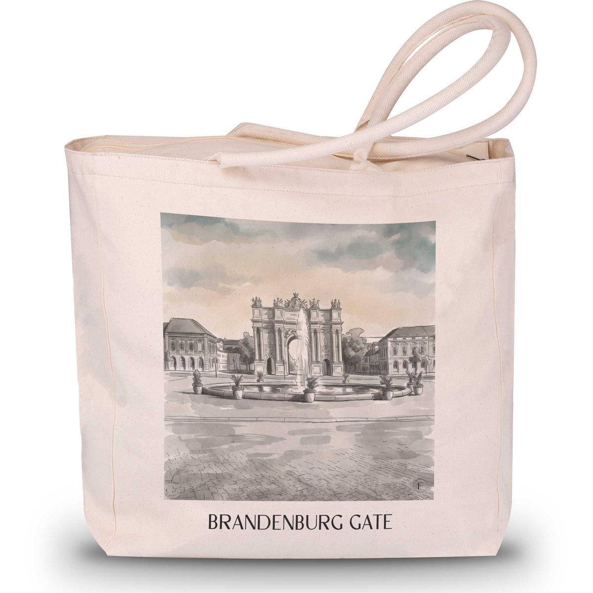 Brandenburger Tor Shopping Tasche - Potsdam - Deutschland Tote Bag - Einkaufstasche im Aquarell Schwarz-Weiß Stil - favplace