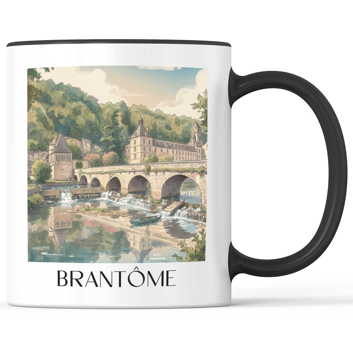 brantôme-périgord-vert-frankreich-kaffeebecher-aquarell